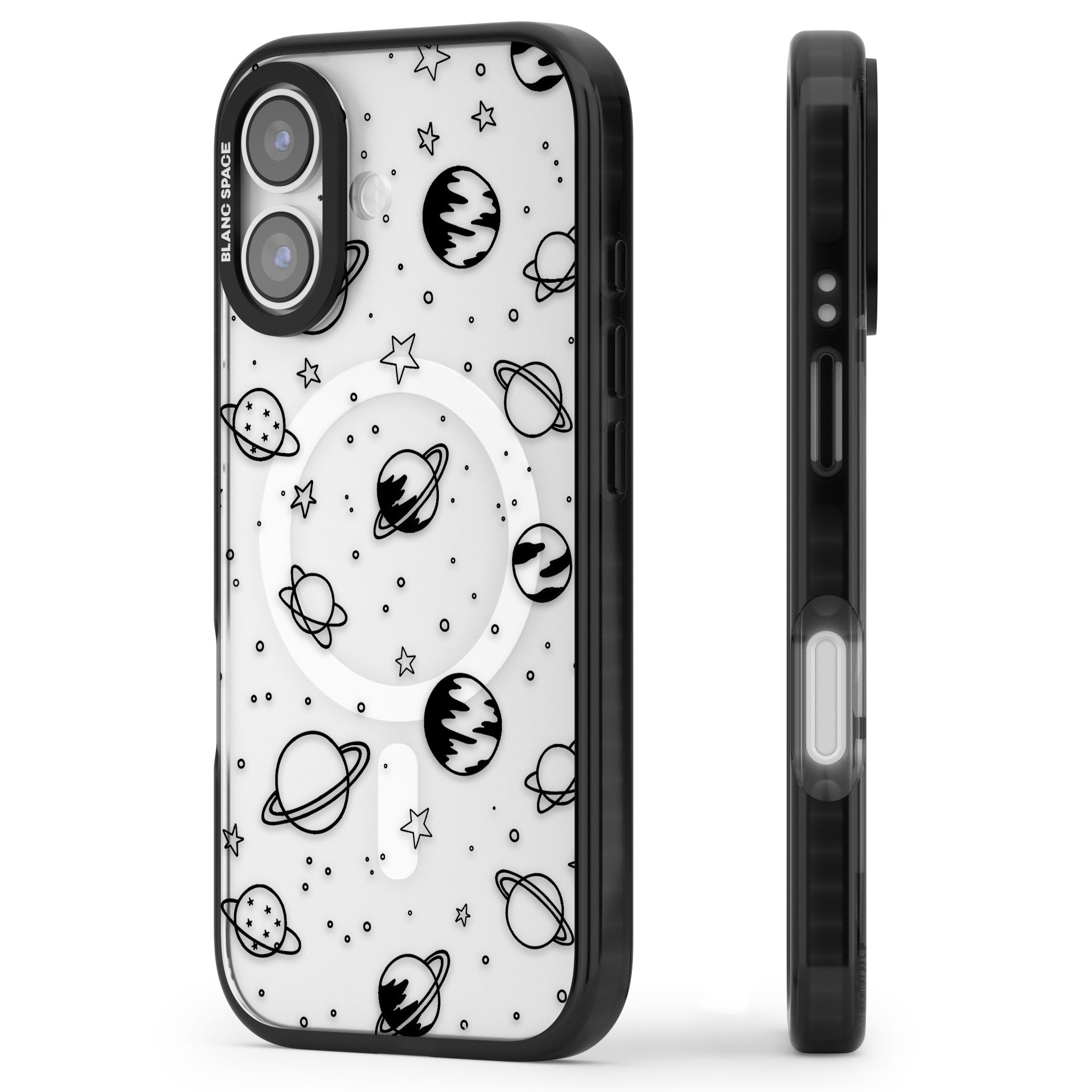 Cosmic Sketch Black Clear iPhone 17 Impact Pro Black Phone Case Side Profile