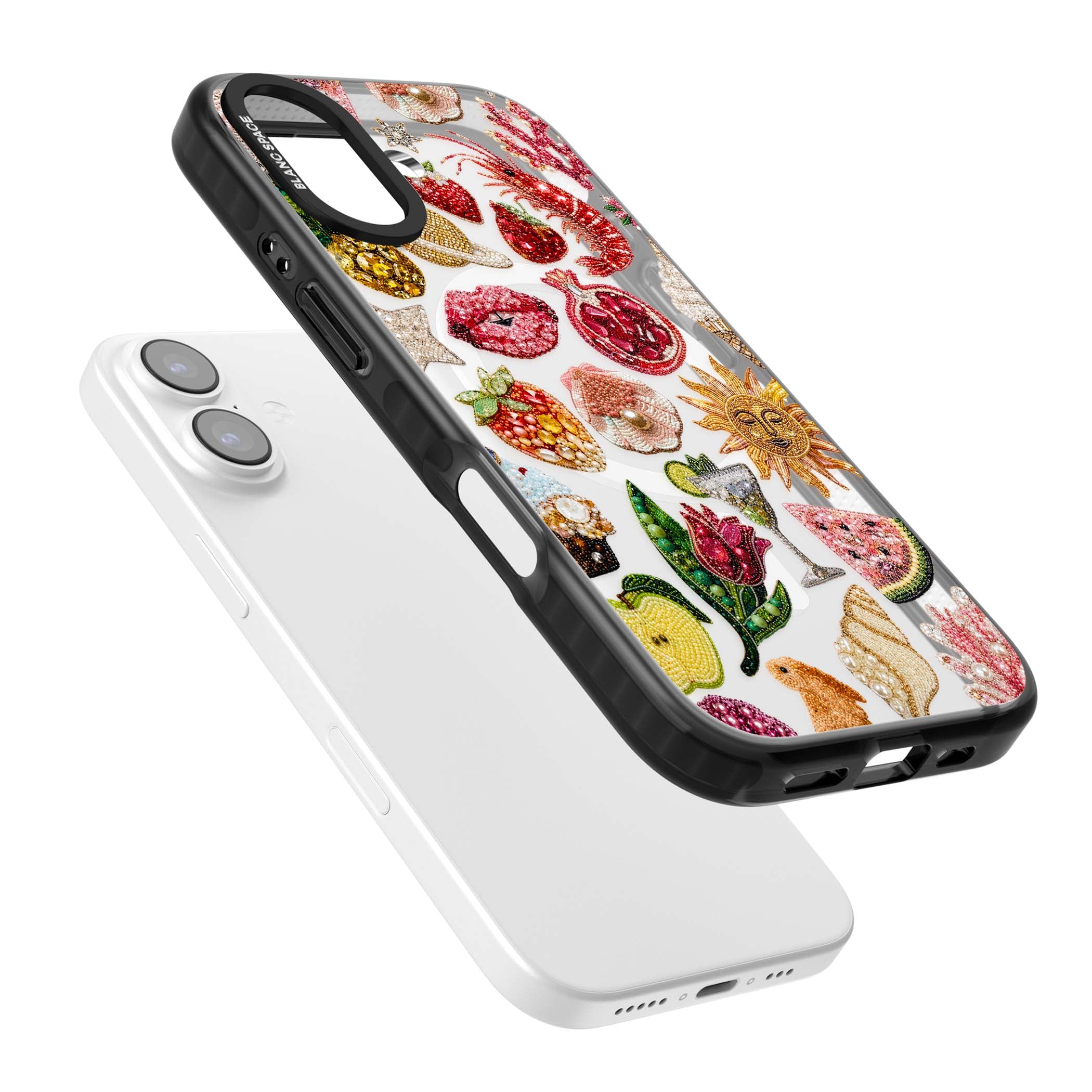 Beaded Riviera coquette iPhone case | Black Impact Magsafe case for iPhone 17