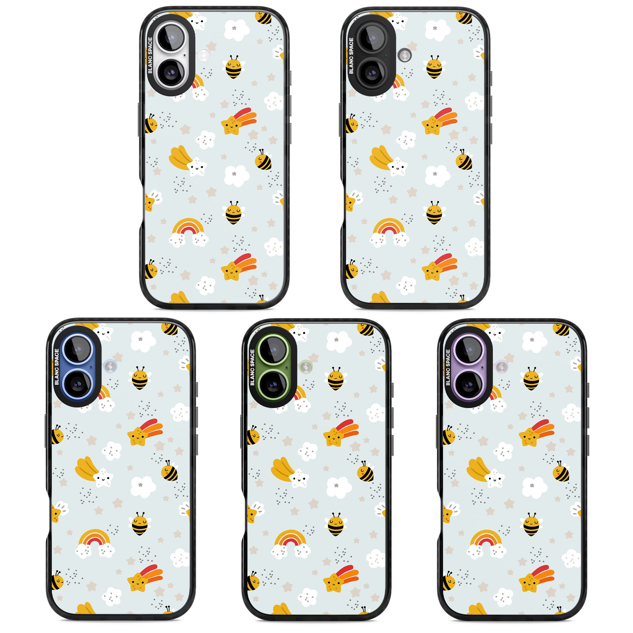 Sweet As Honey Patterns: Bees & Rainbows iPhone 17 Impact Pro Black Phone Case APT Impact Protection