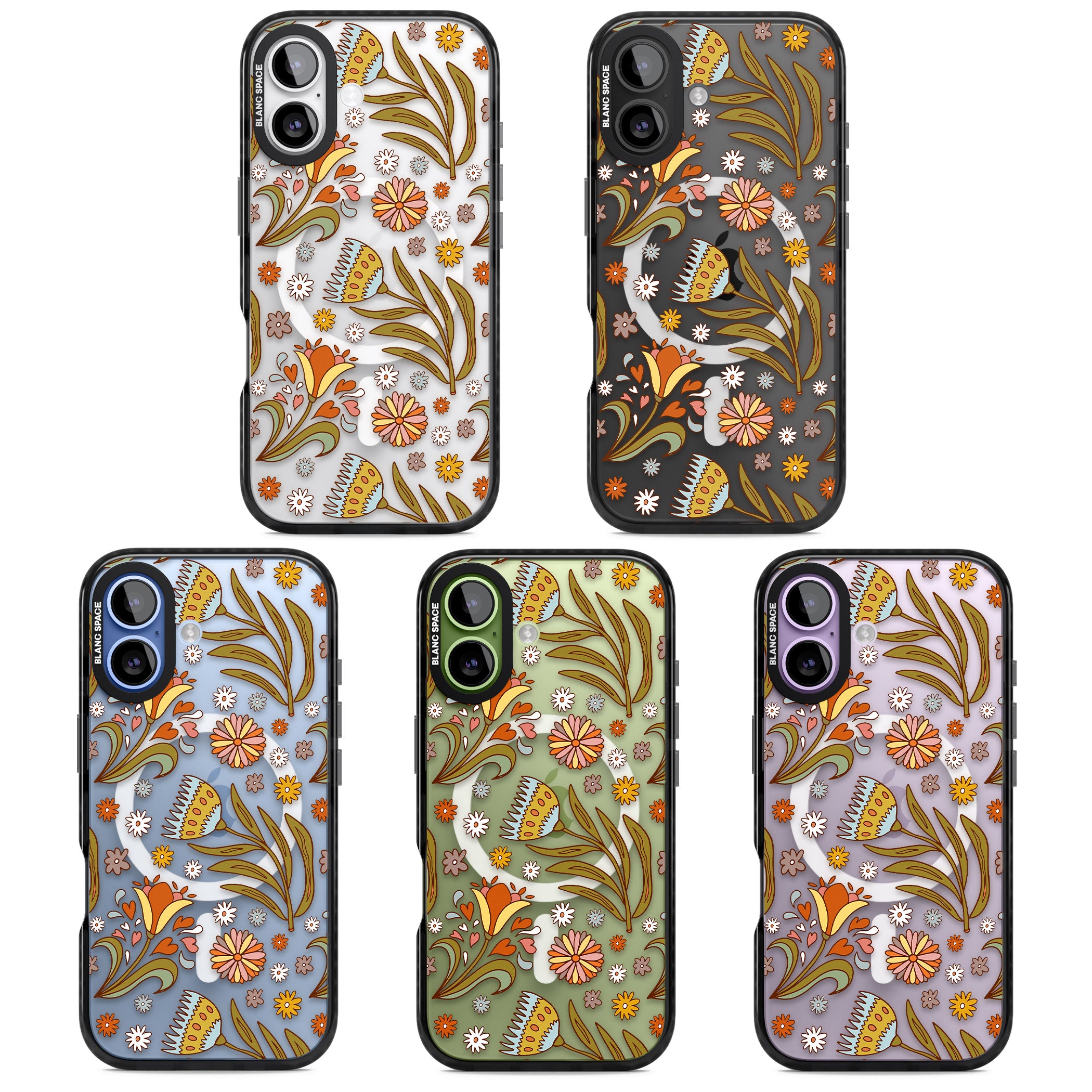 Boho Celestial Wildflower iPhone 17 Impact Pro Black Phone Case APT Impact Protection