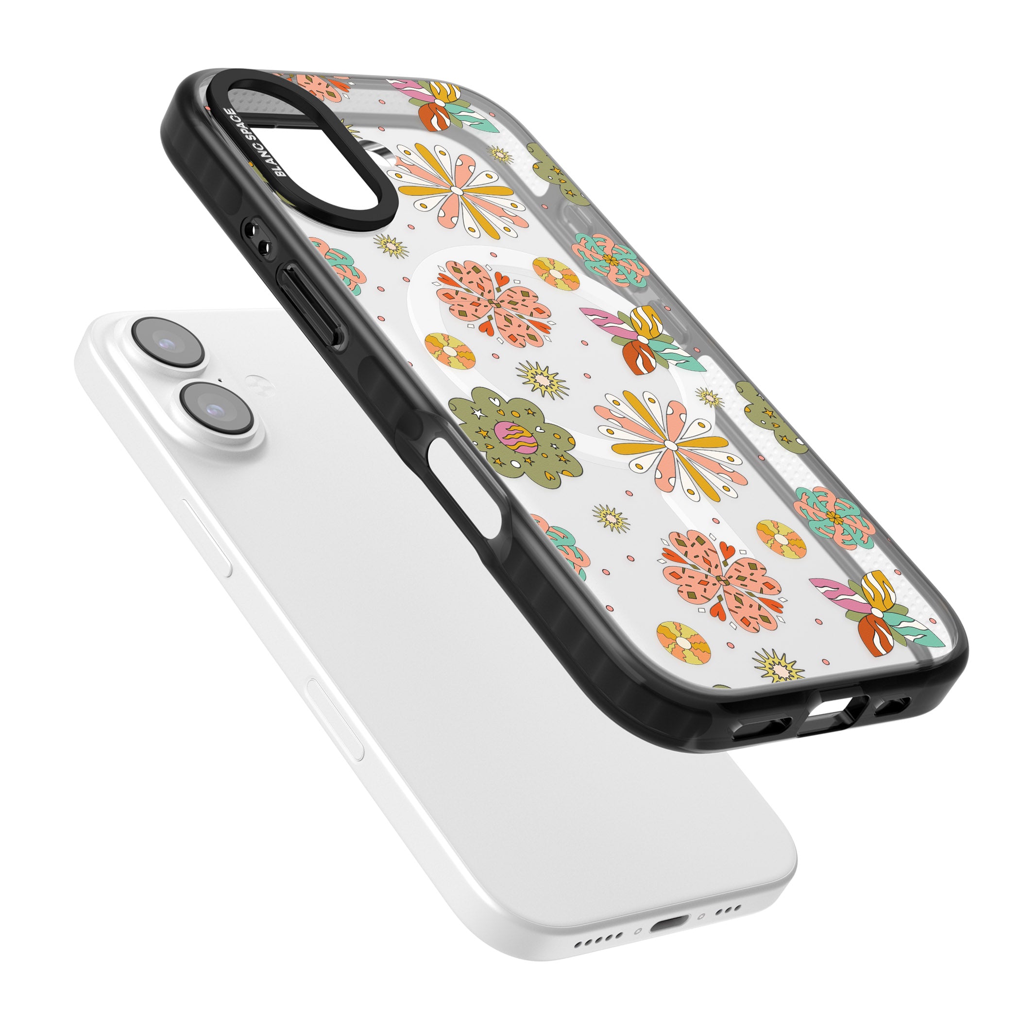 Boho Celestial Psychedelic Floral iPhone 17 Impact Pro Black Phone Case Colours
