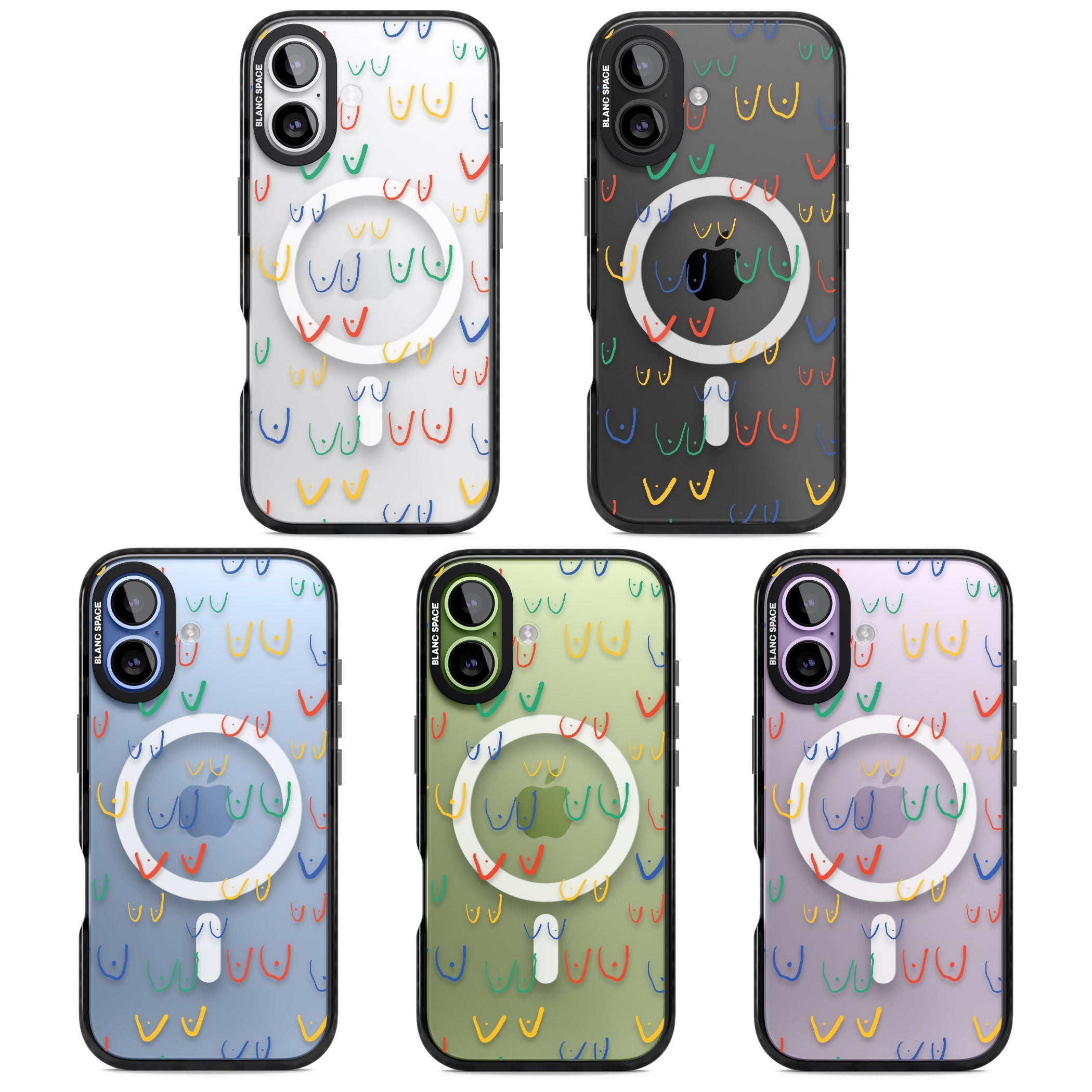 Boob Pattern (Mixed Colours) iPhone 17 Impact Pro Black Phone Case APT Impact Protection