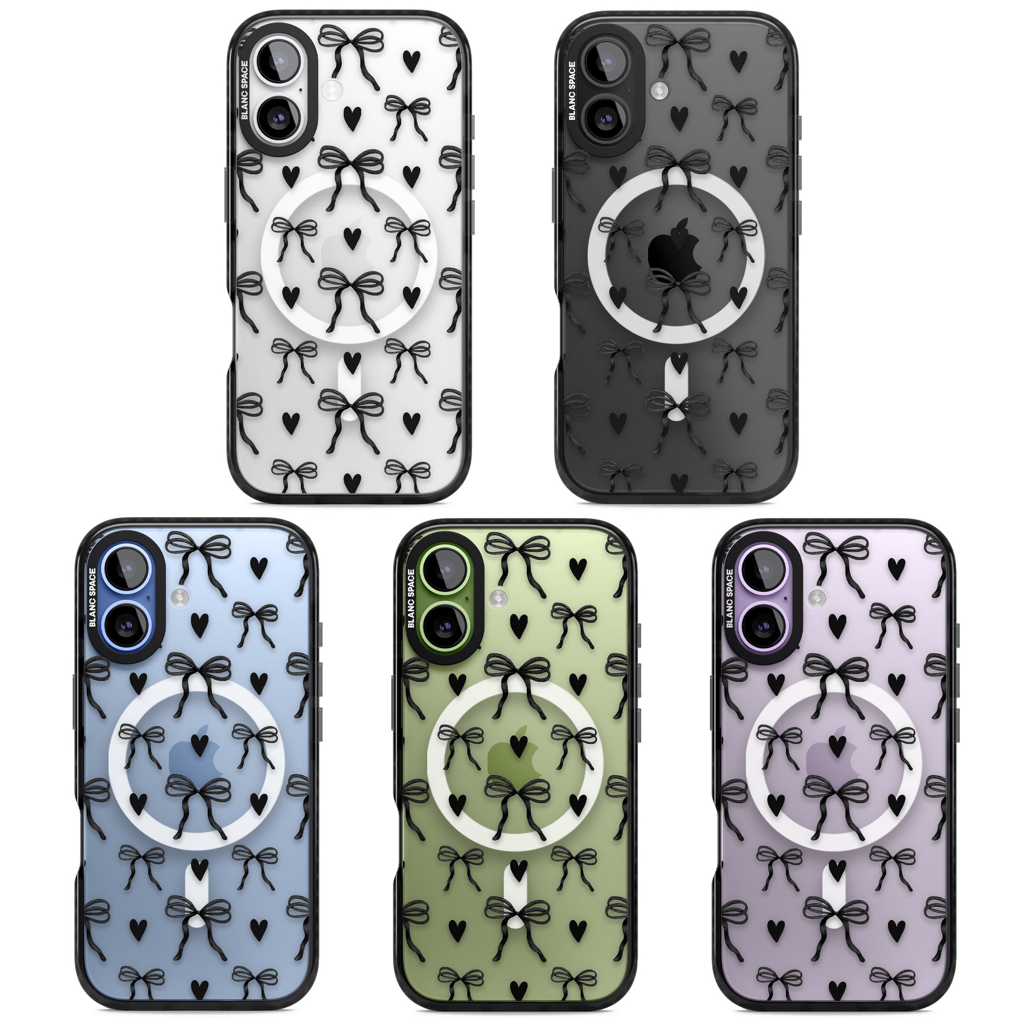 Black Bows & Hearts iPhone 17 Impact Pro Black Phone Case APT Impact Protection