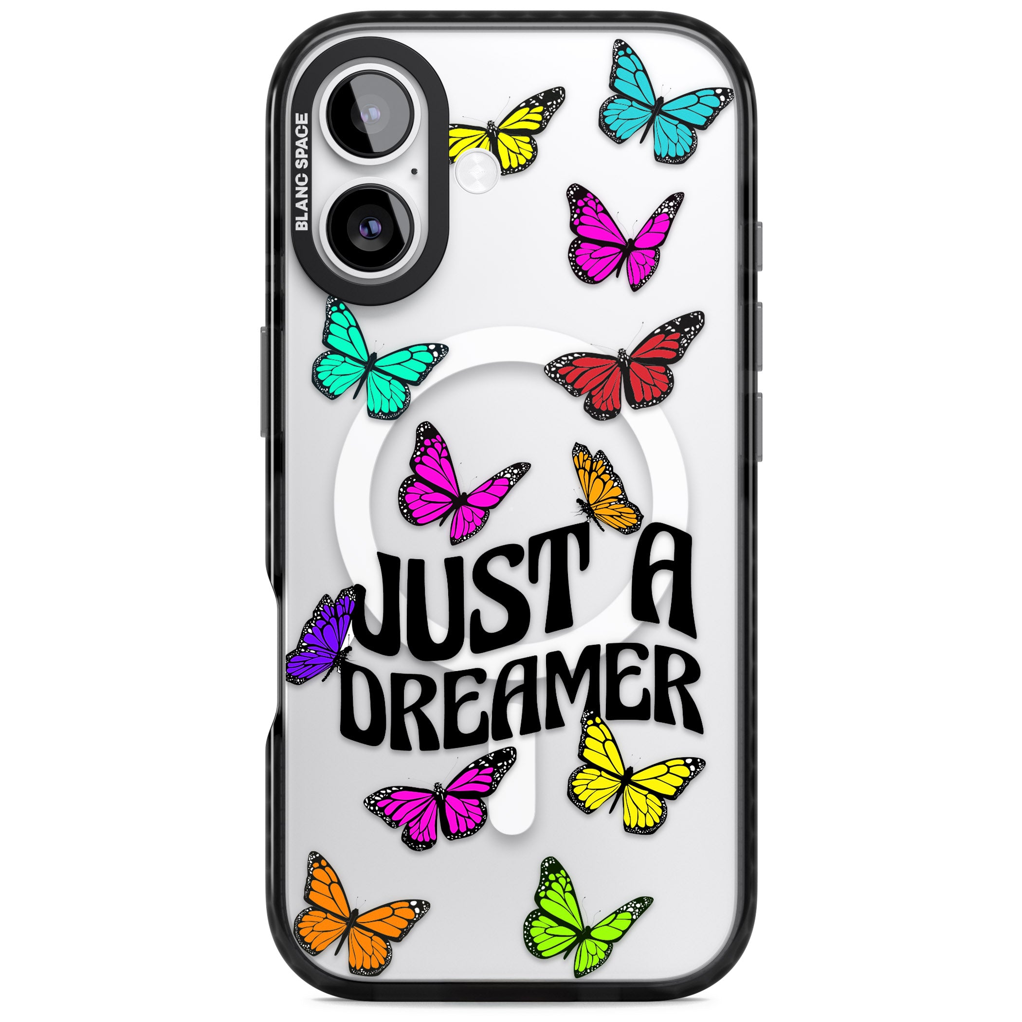 Just A Dreamer Butterfly iPhone 17 Impact Pro Black Phone Case