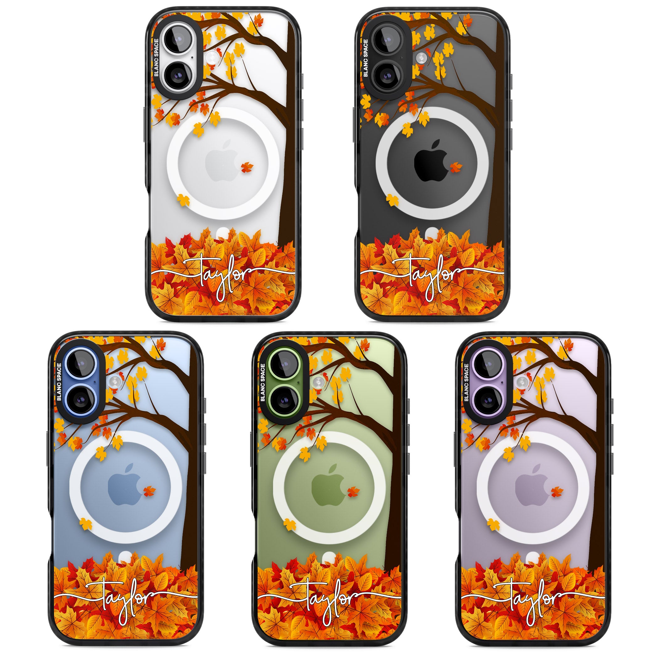 Personalised Autumn Leaves iPhone 17 Impact Pro Black Phone Case APT Impact Protection