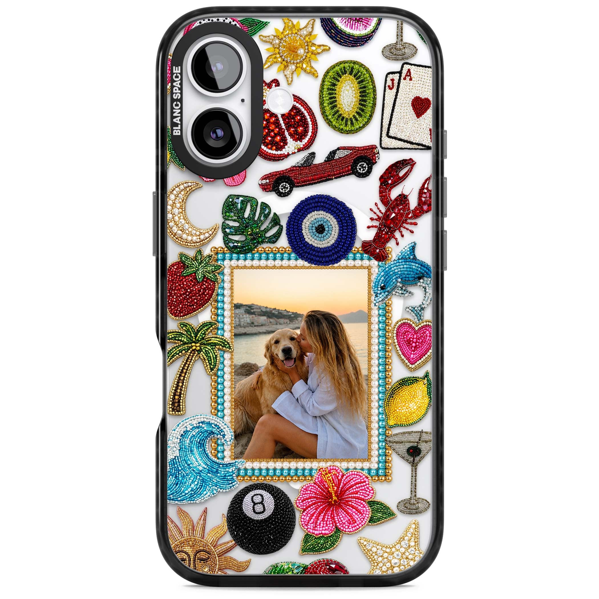 Beaded Photo coastal iPhone case | Black Impact Magsafe case for iPhone 17