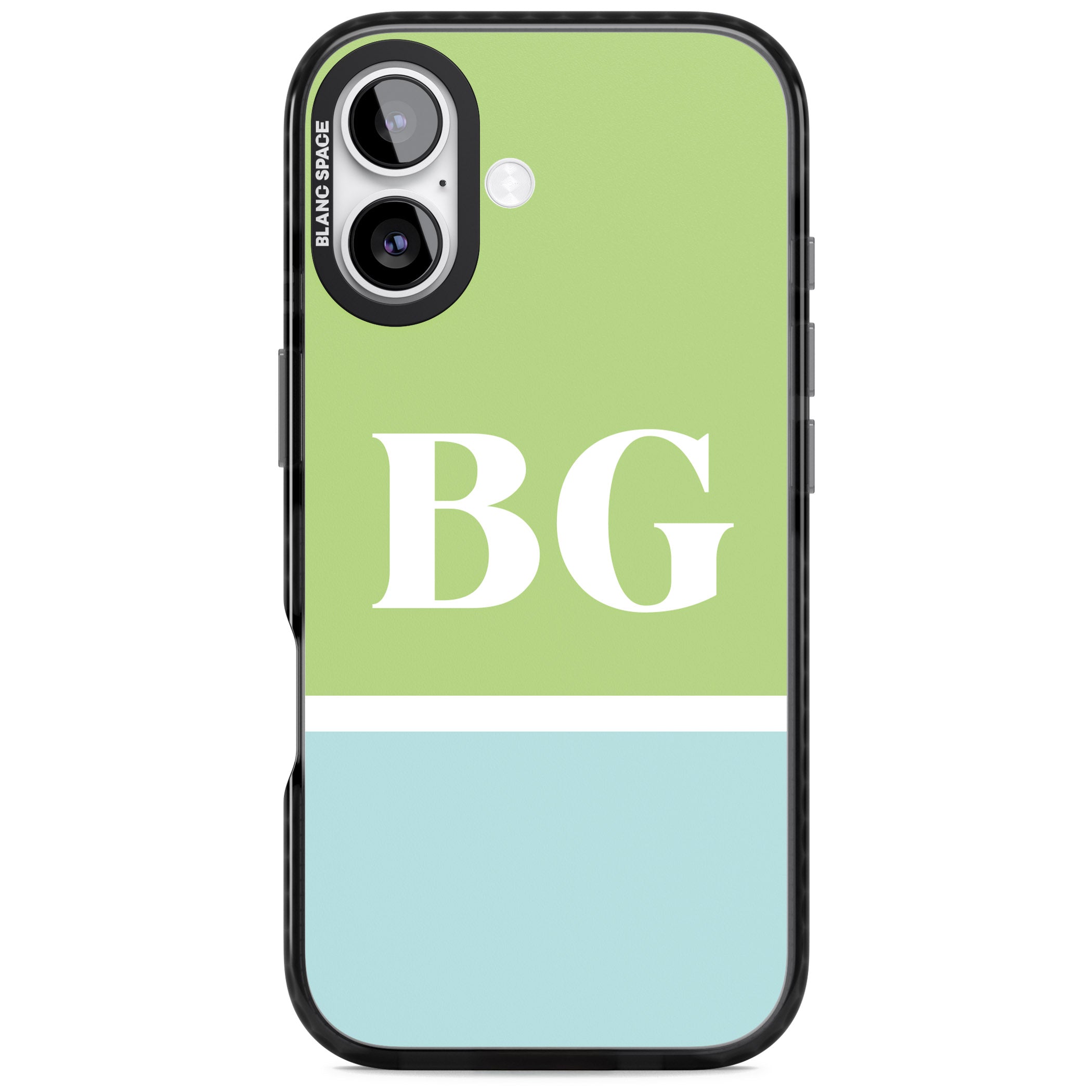 Personalised Colorblock: Green & Turquoise iPhone 17 Impact Pro Black Phone Case