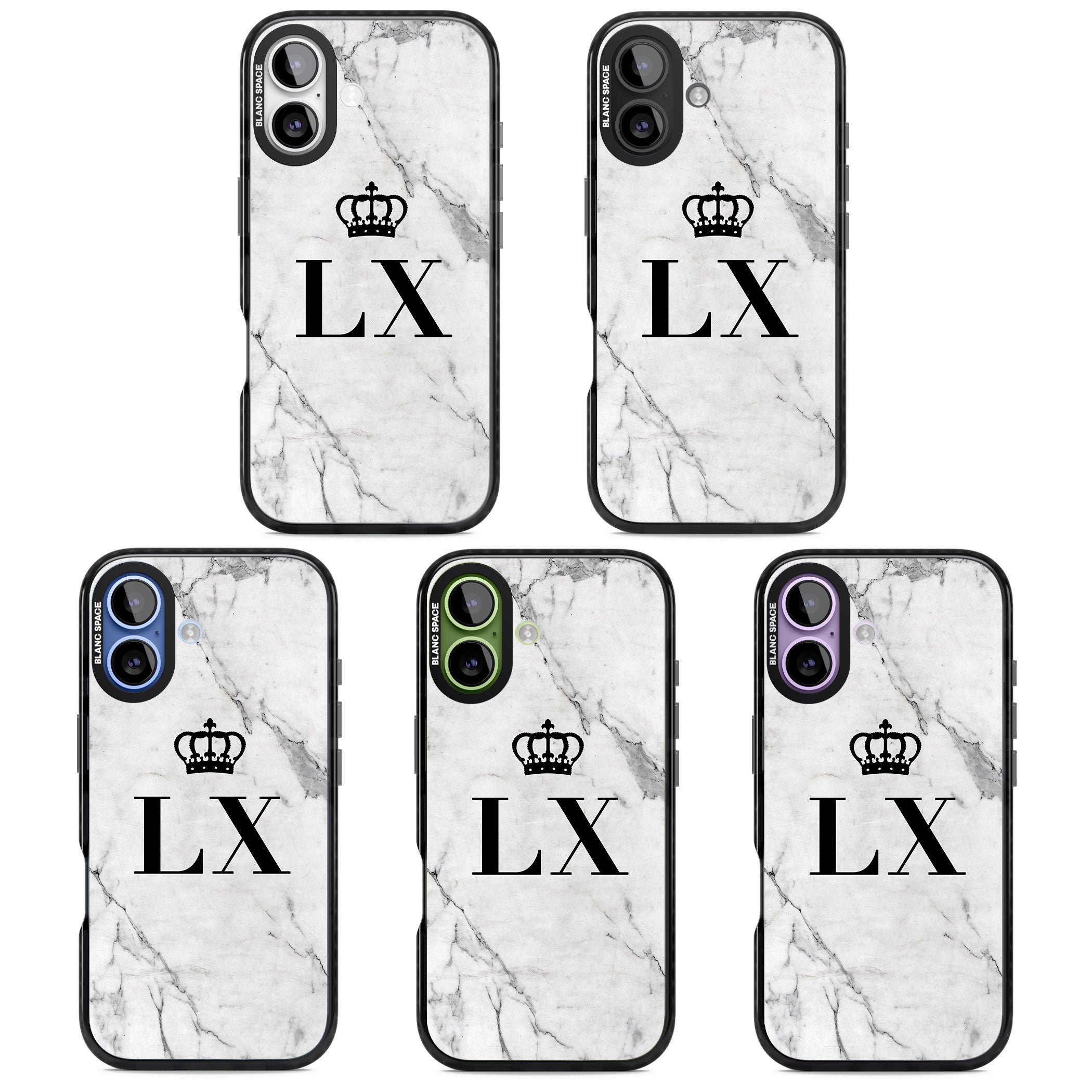 Personalised Initial Crown Marble iPhone 17 Impact Pro Black Phone Case APT Impact Protection