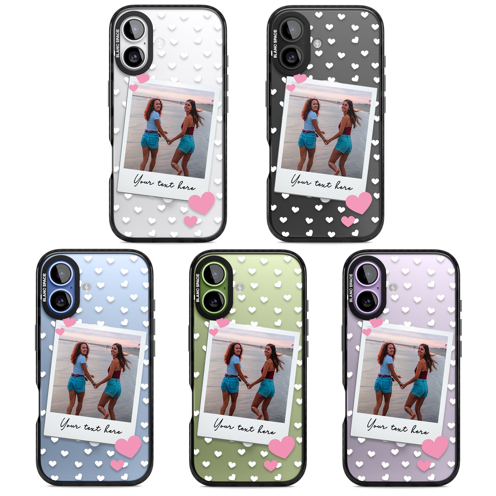 Personalised Hearts Instant Camera Photo iPhone 17 Impact Pro Black Phone Case APT Impact Protection