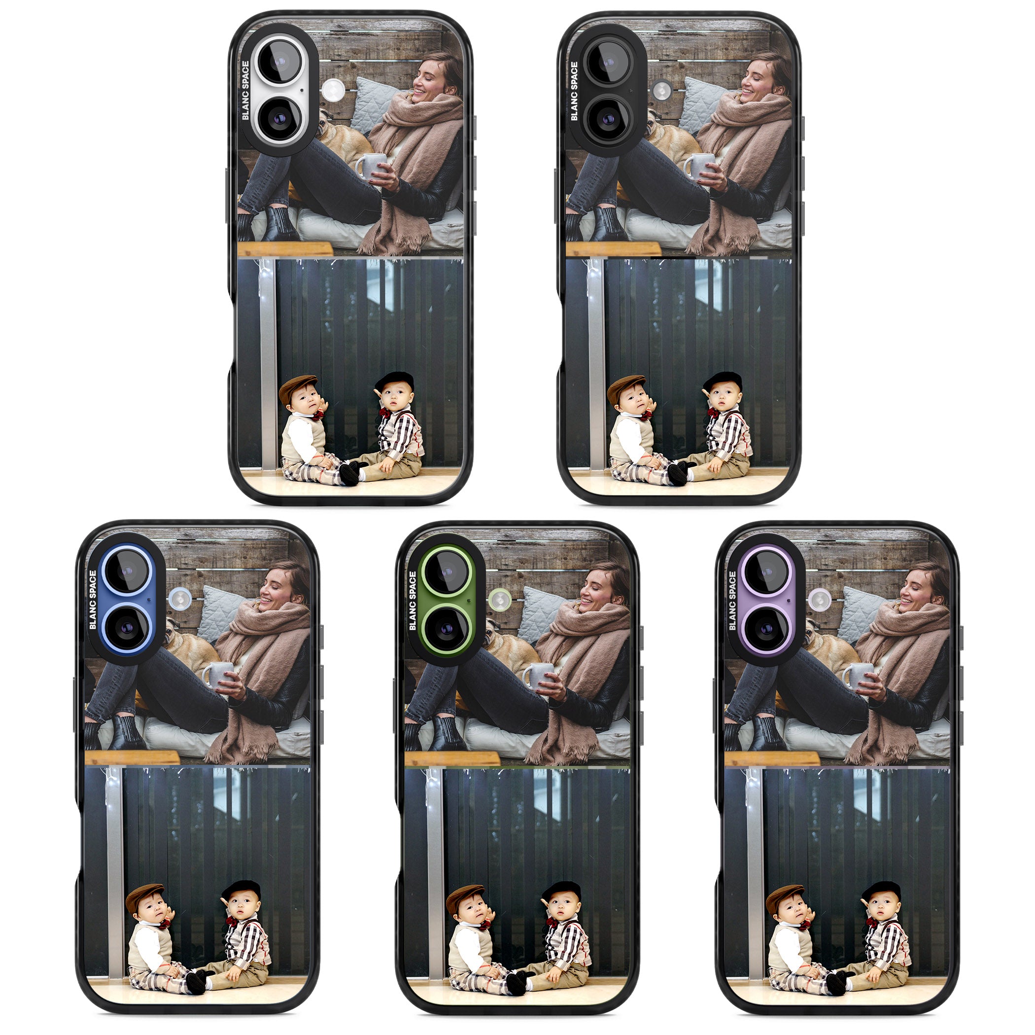 Personalised 2 Photo Grid iPhone 17 Impact Pro Black Phone Case APT Impact Protection