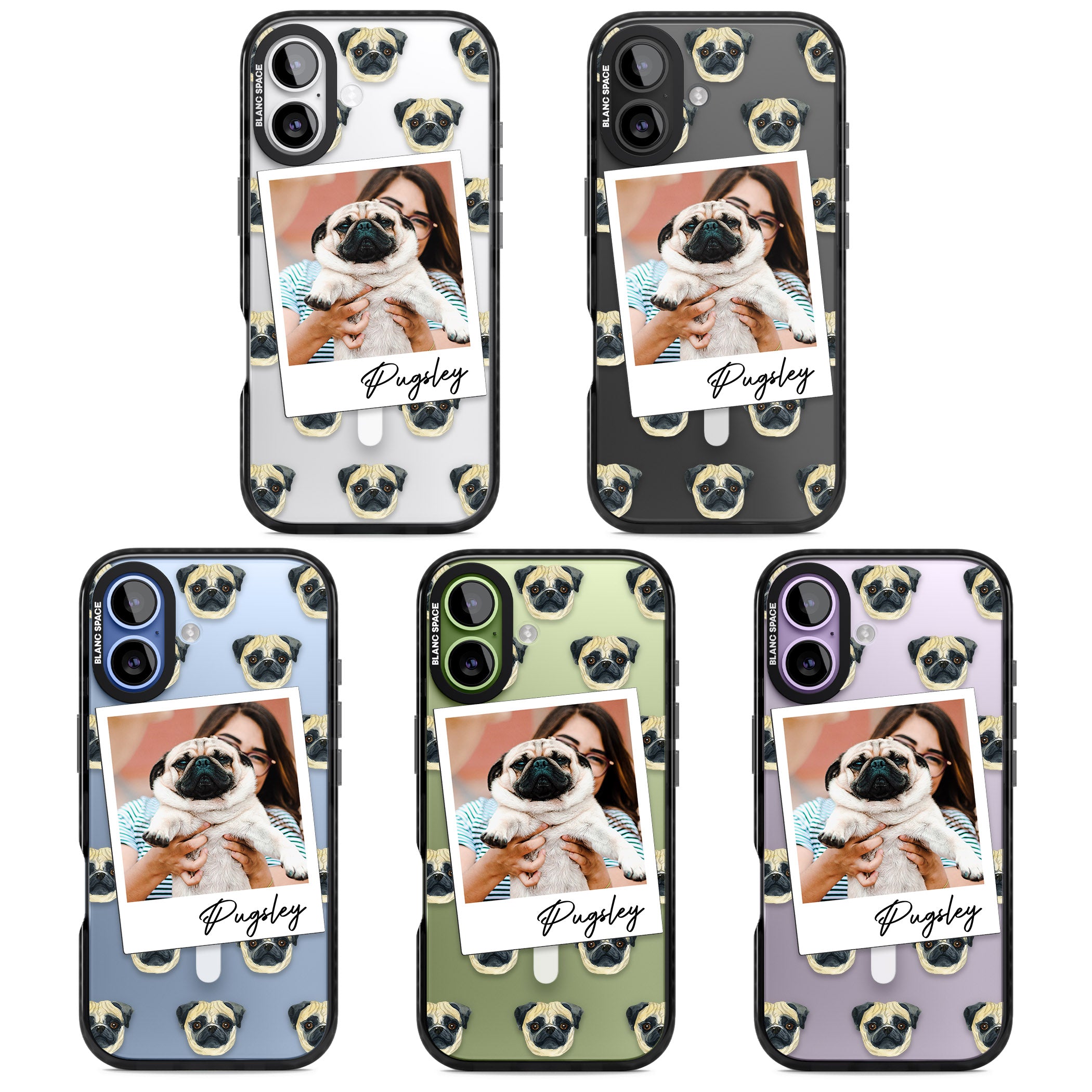 Personalised Pug Instant Camera Photo iPhone 17 Impact Pro Black Phone Case APT Impact Protection
