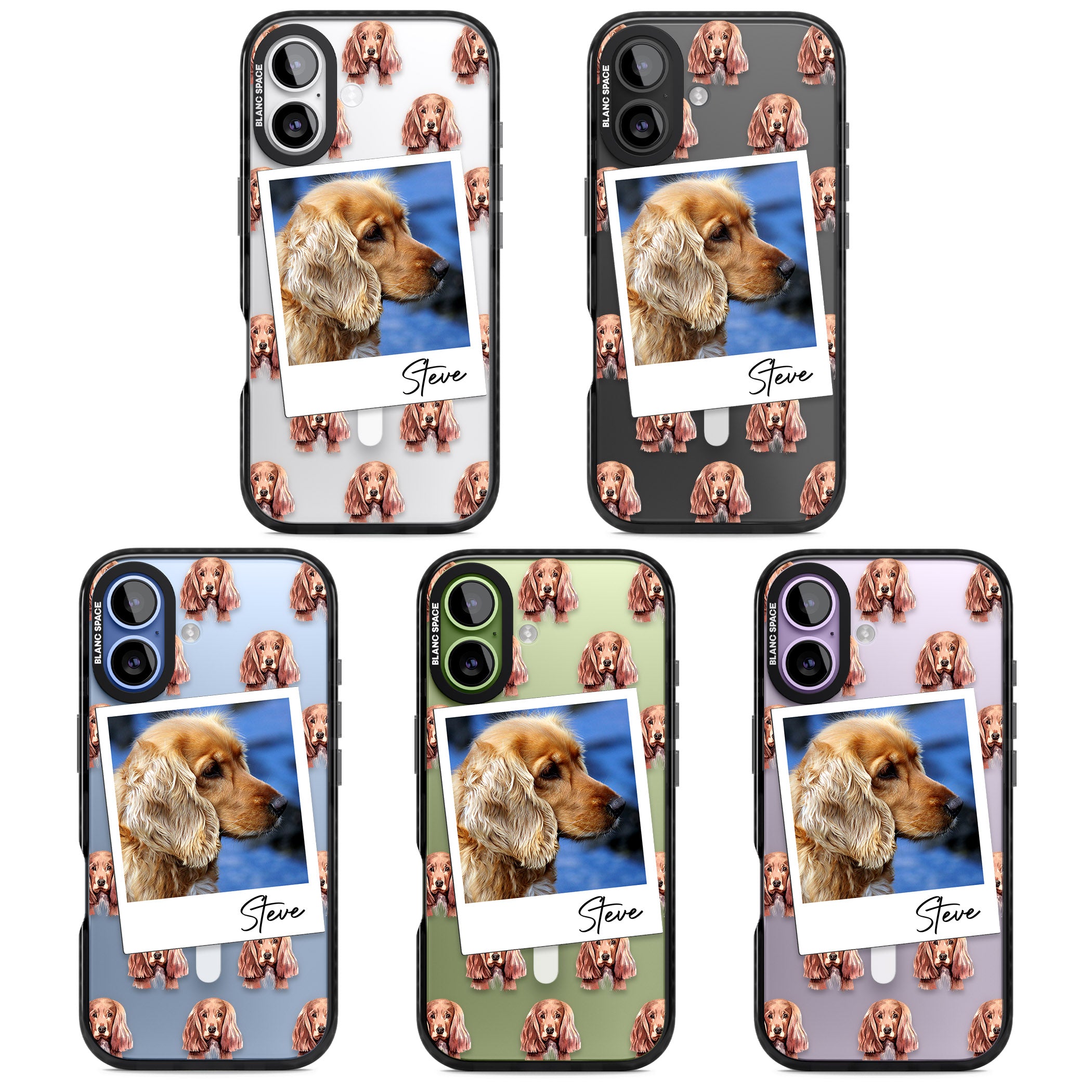 Personalised Cocker Spaniel Instant Camera Photo iPhone 17 Impact Pro Black Phone Case APT Impact Protection