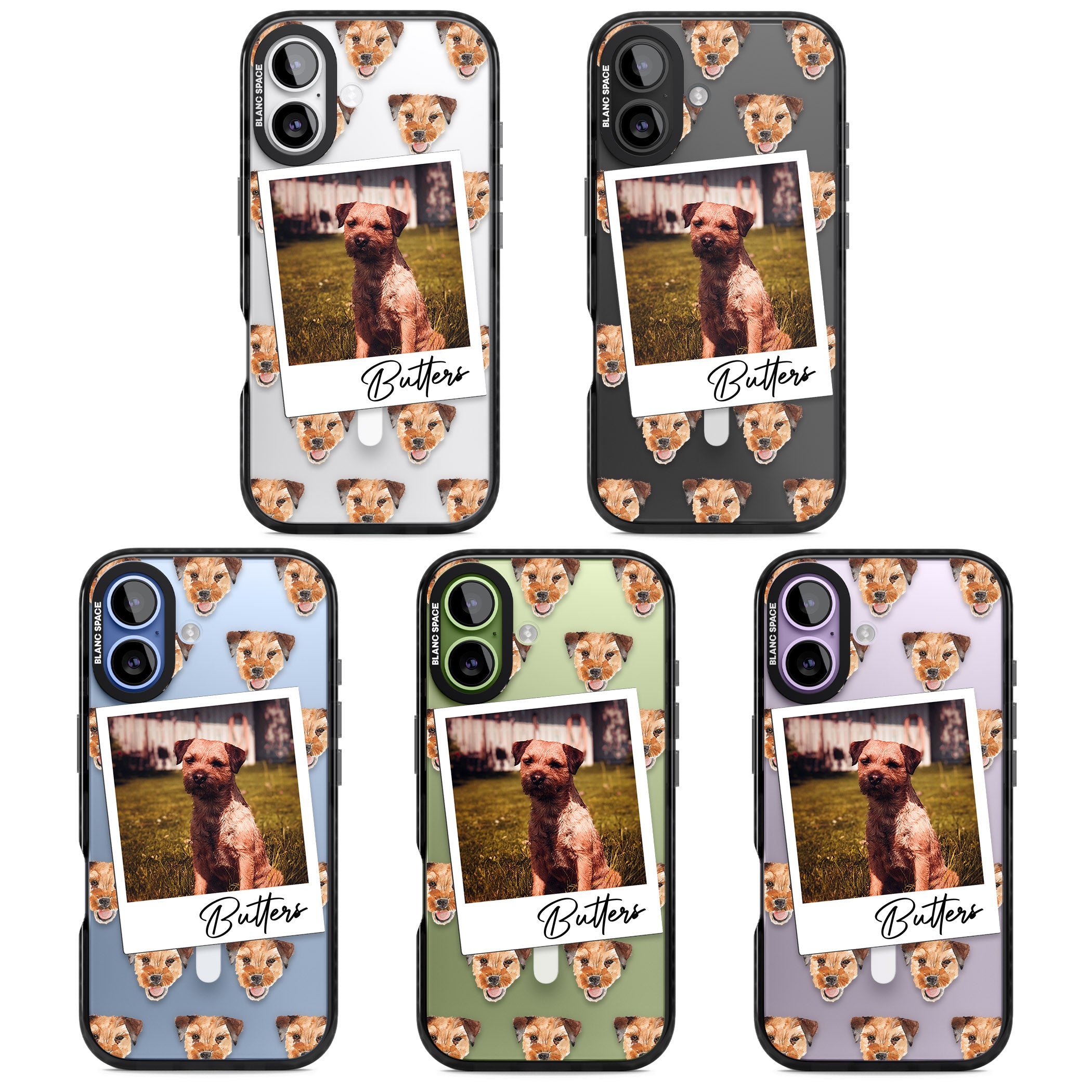 Personalised Border Terrier Instant Camera Photo iPhone 17 Impact Pro Black Phone Case APT Impact Protection