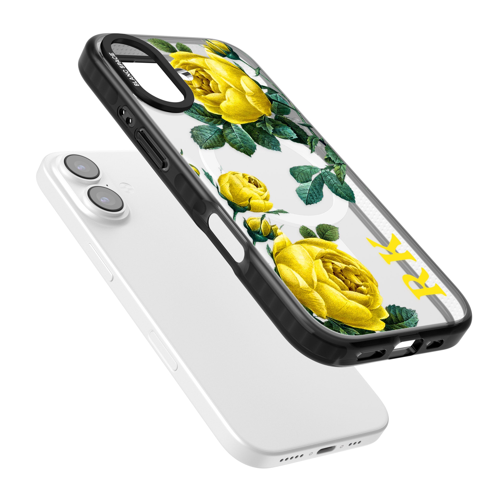 Personalised Vintage Floral Yellow Roses iPhone 17 Impact Pro Black Phone Case Colours