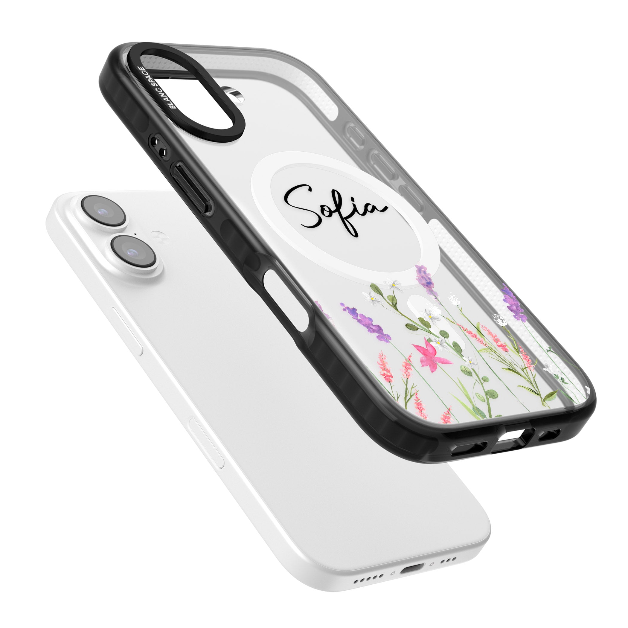 Personalised Lavender Wildflowers iPhone 17 Impact Pro Black Phone Case Colours