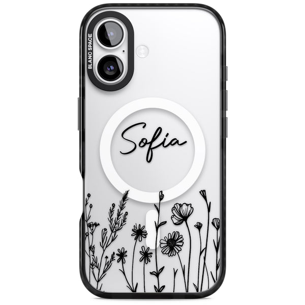 Personalised Black Wildflowers
