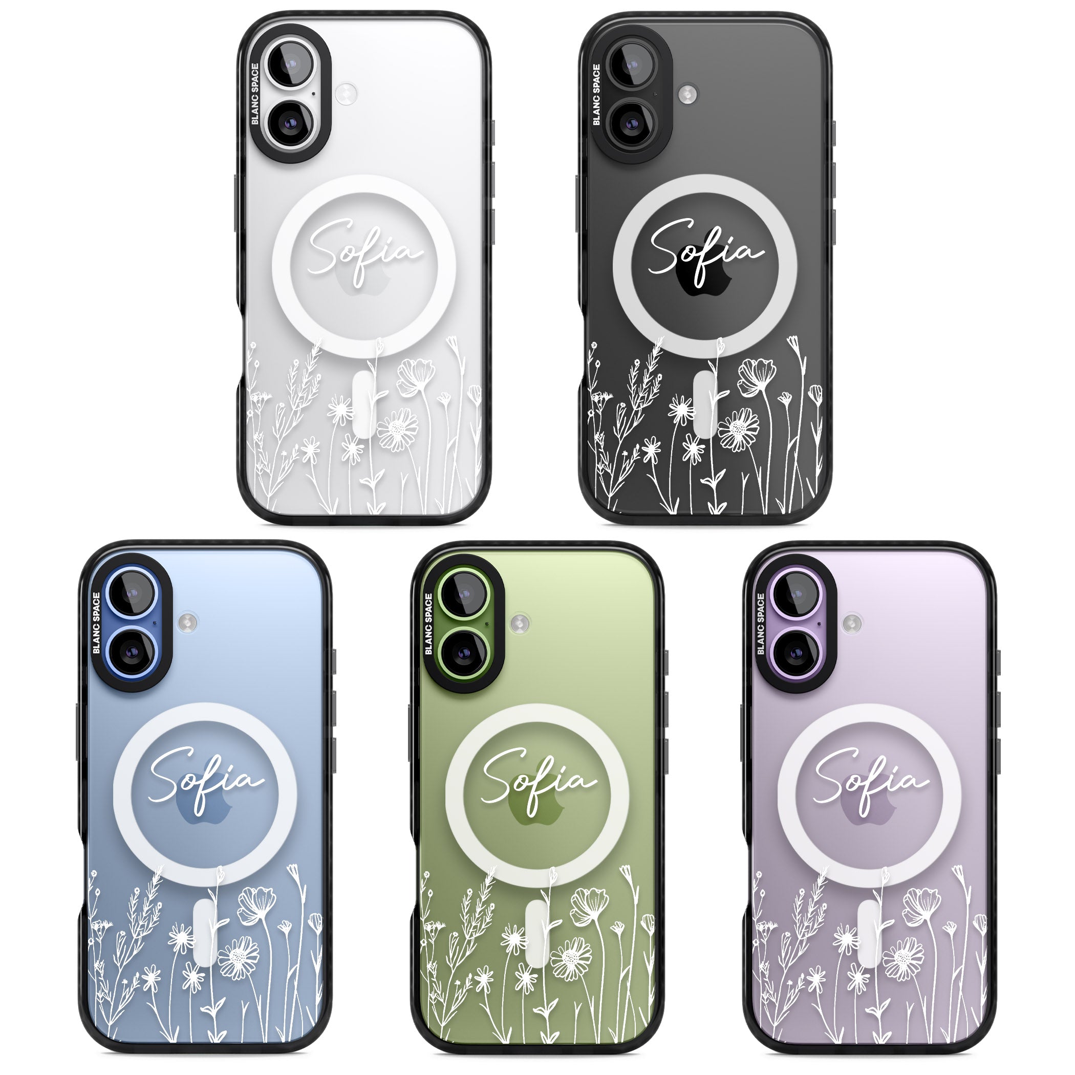 Personalised White Wildflowers iPhone 17 Impact Pro Black Phone Case APT Impact Protection