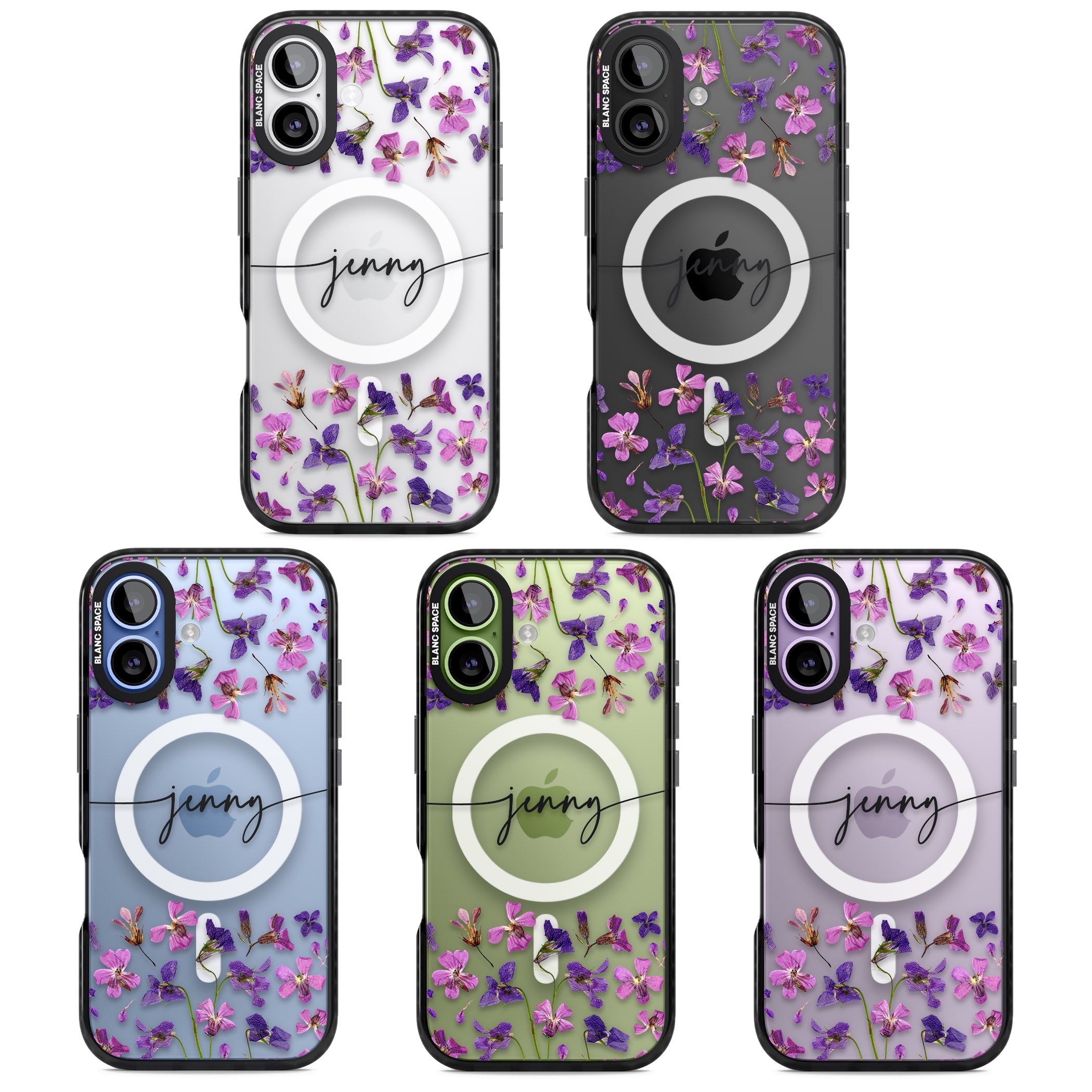 Personalised Purple Violets iPhone 17 Impact Pro Black Phone Case APT Impact Protection