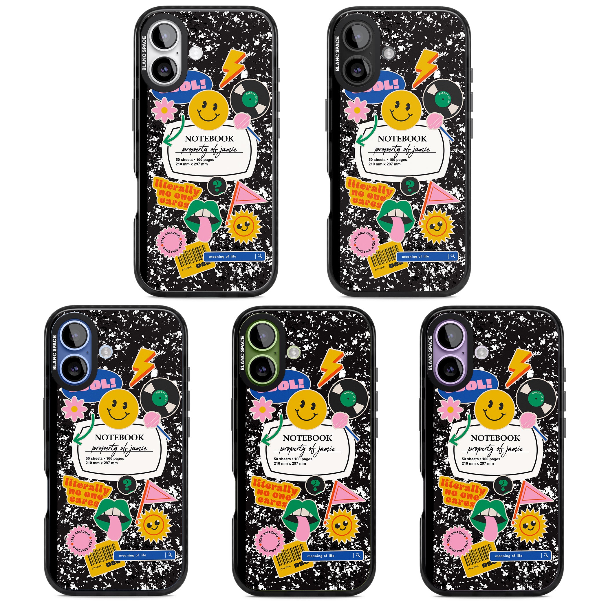 Personalised Quirky Notebook iPhone 17 Impact Pro Black Phone Case APT Impact Protection