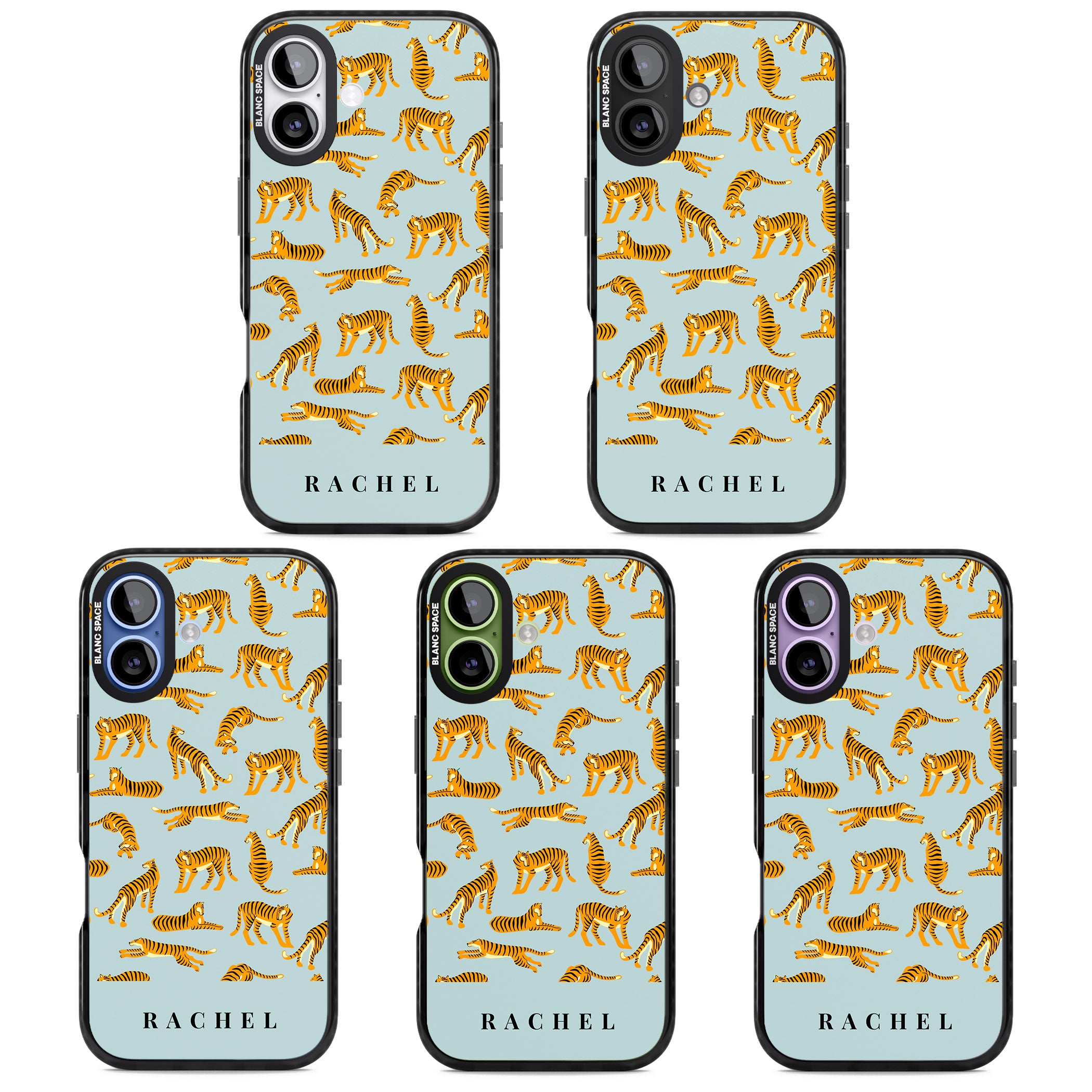 Personalised Turquoise Tiger Pattern iPhone 17 Impact Pro Black Phone Case APT Impact Protection