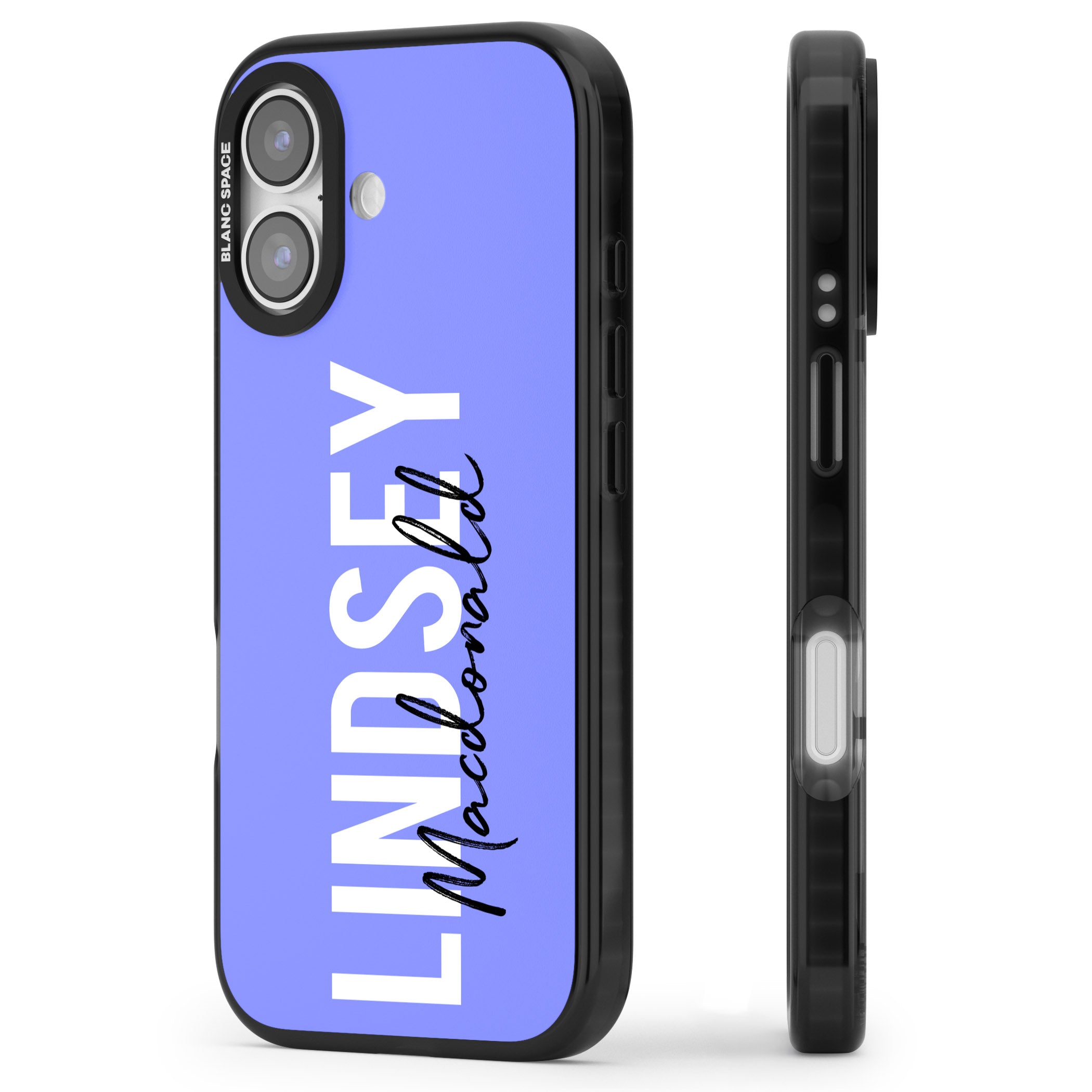 Personalised Bold Name: Purple iPhone 17 Impact Pro Black Phone Case Side Profile