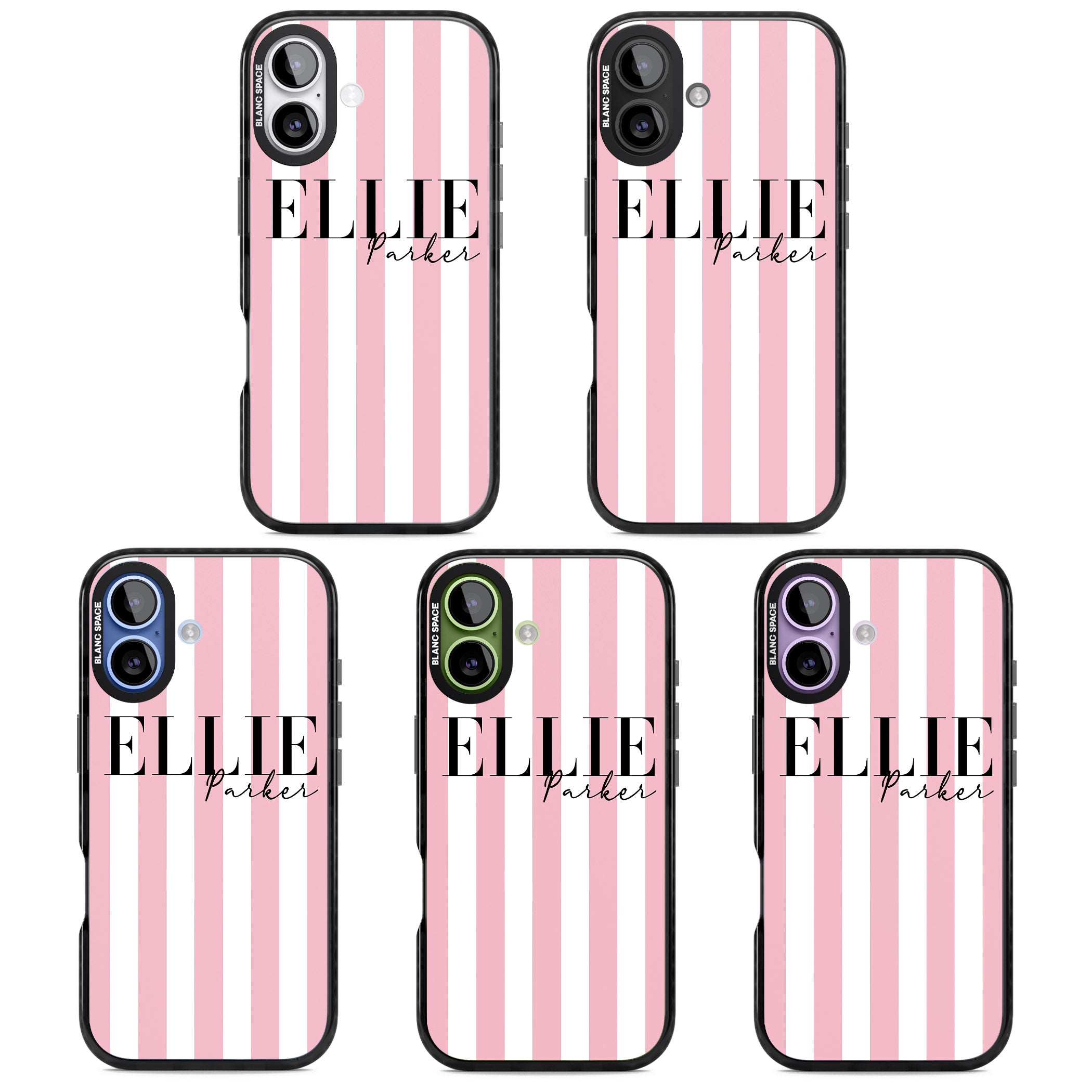 Personalised Pink Stripes iPhone 17 Impact Pro Black Phone Case APT Impact Protection