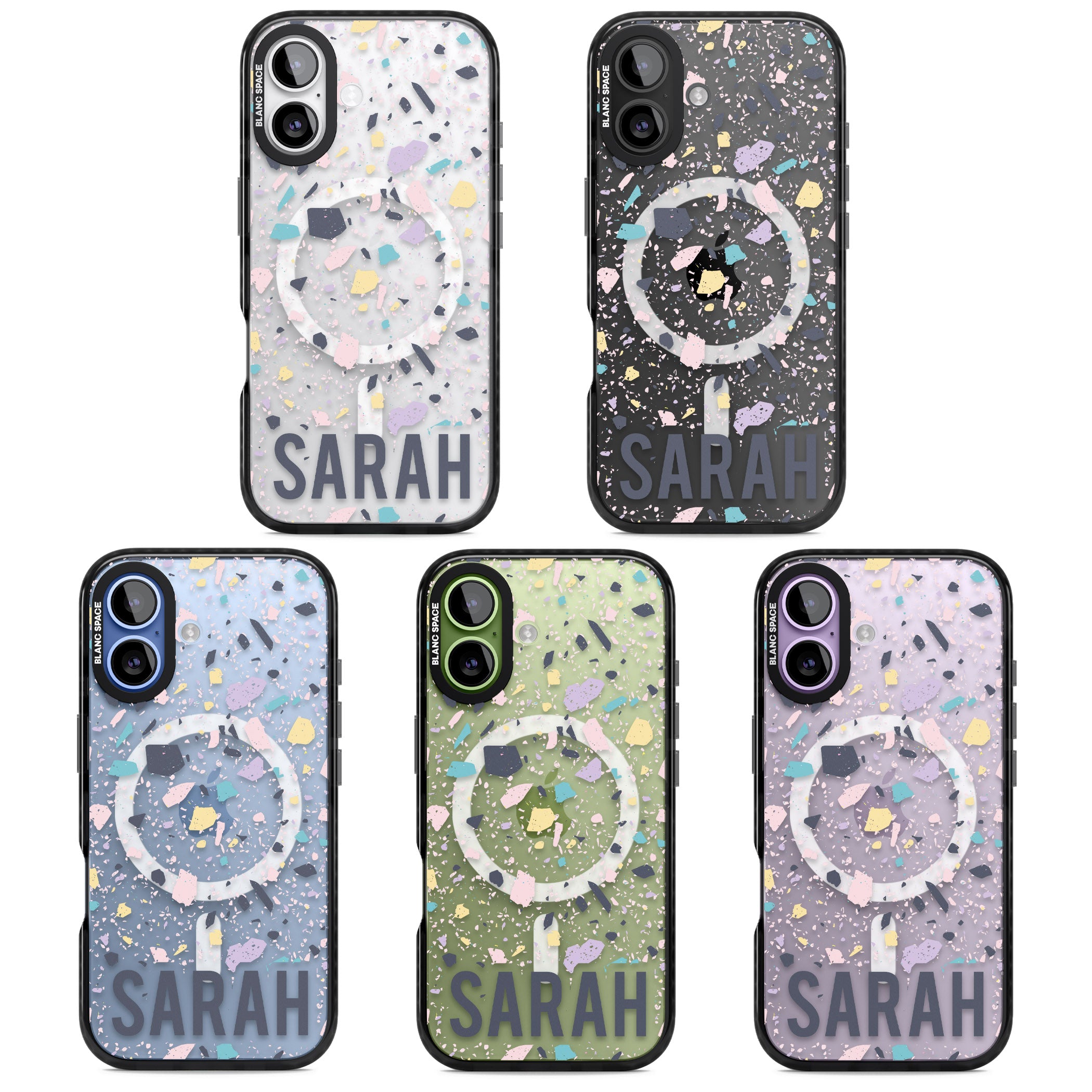 Personalised Pastel Terrazzo iPhone 17 Impact Pro Black Phone Case APT Impact Protection