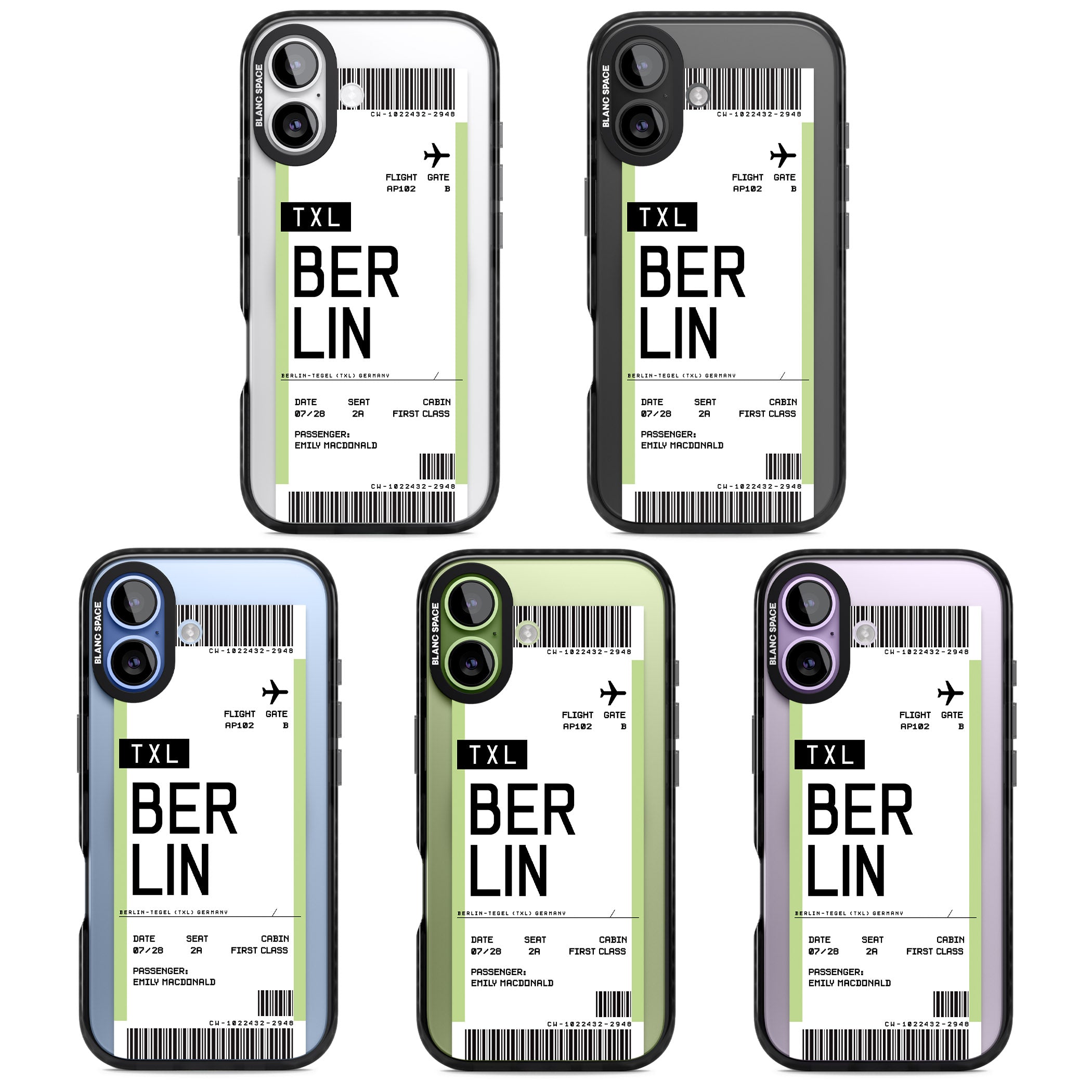 Personalised Berlin Boarding Pass iPhone 17 Impact Pro Black Phone Case APT Impact Protection