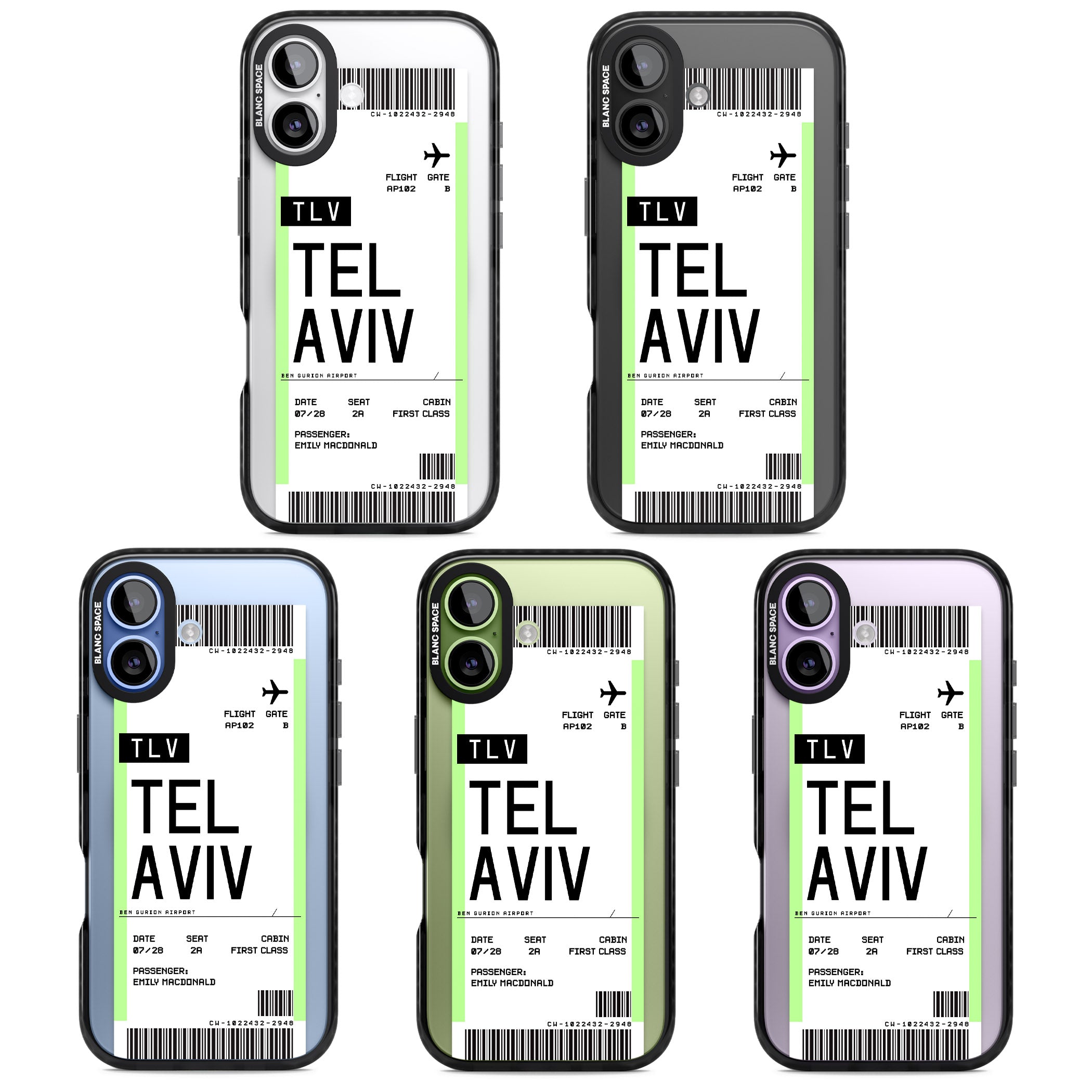 Personalised Tel Aviv Boarding Pass iPhone 17 Impact Pro Black Phone Case APT Impact Protection