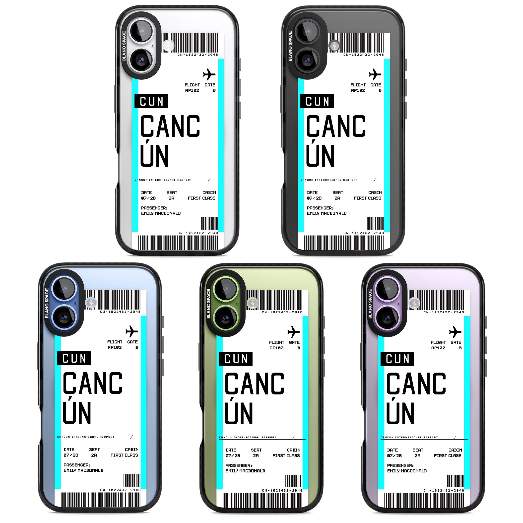 Personalised Cancún Boarding Pass iPhone 17 Impact Pro Black Phone Case APT Impact Protection