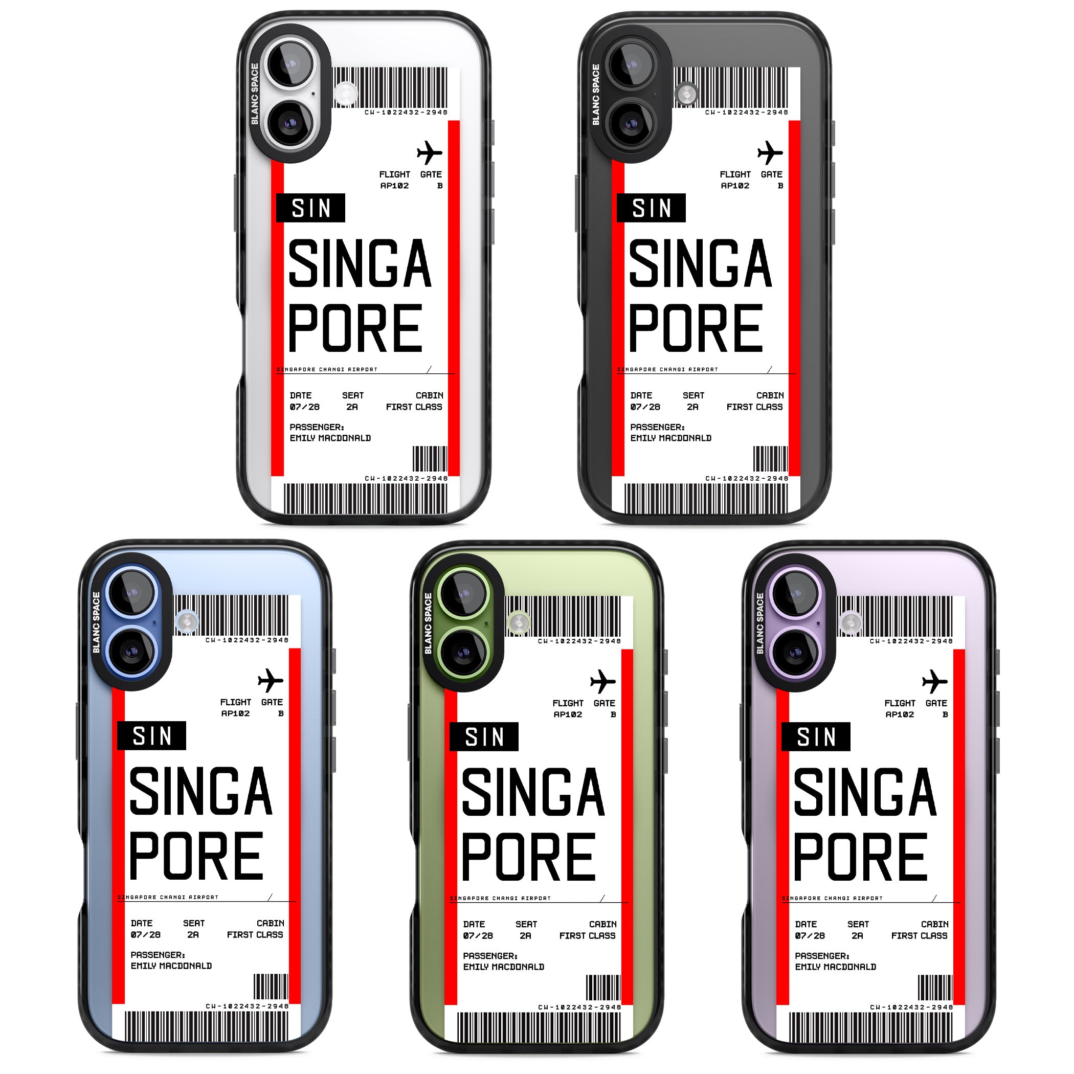 Personalised Singapore Boarding Pass iPhone 17 Impact Pro Black Phone Case APT Impact Protection