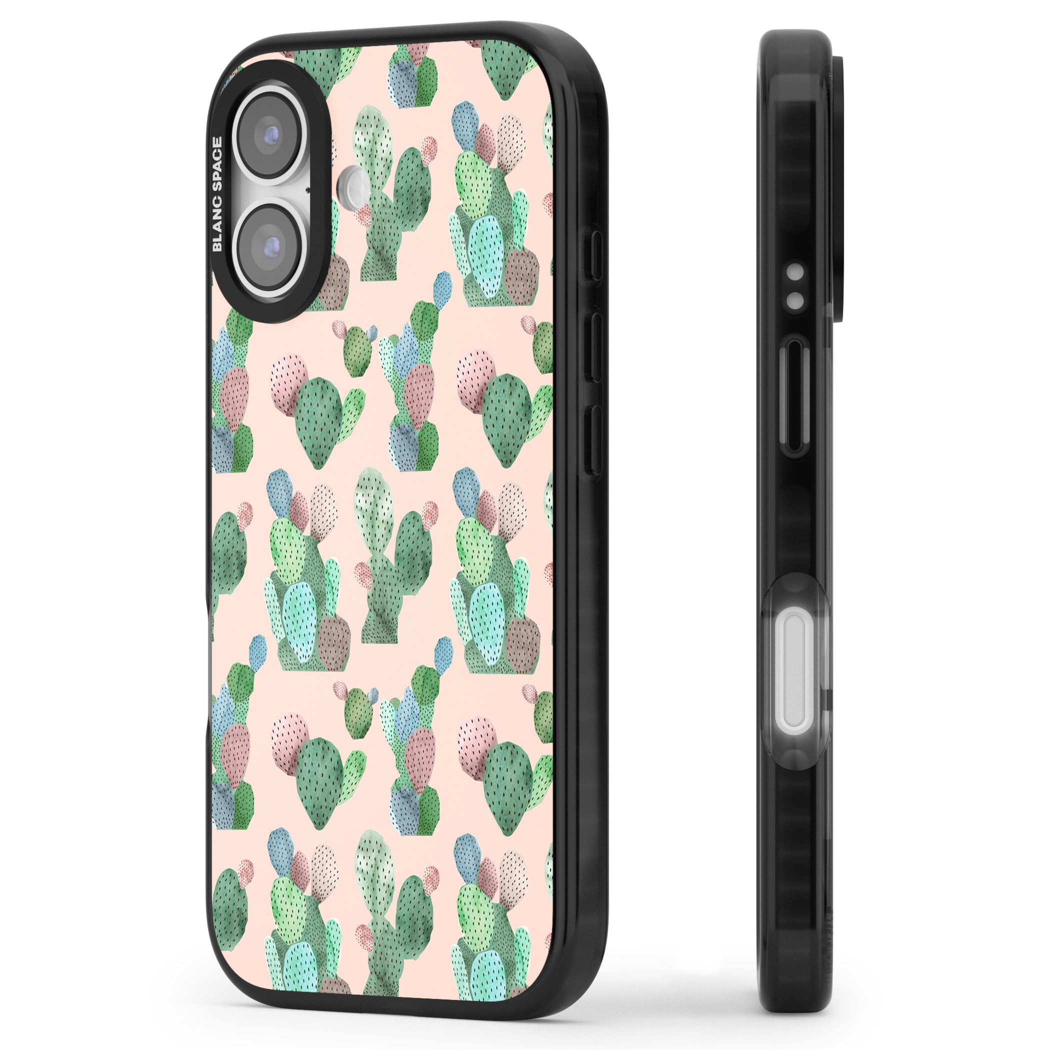 Pink Cactus iPhone 17 Impact Pro Black Phone Case Side Profile