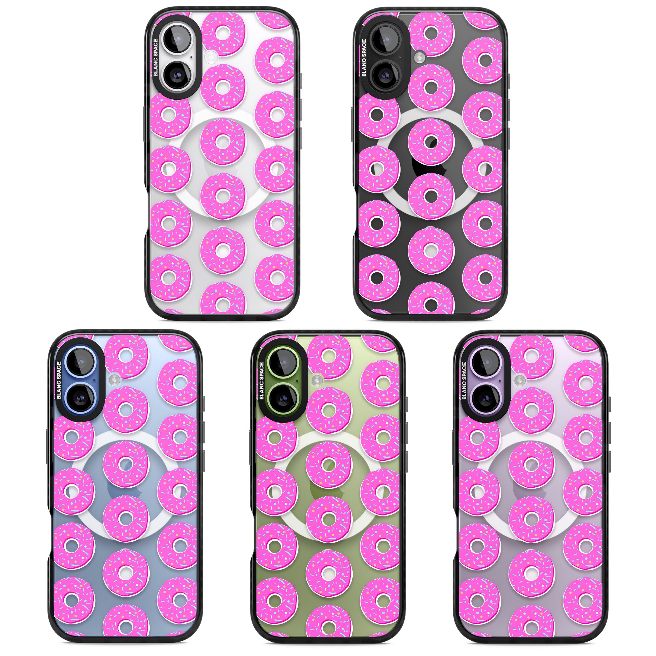 Pink Donut Pattern iPhone 17 Impact Pro Black Phone Case APT Impact Protection