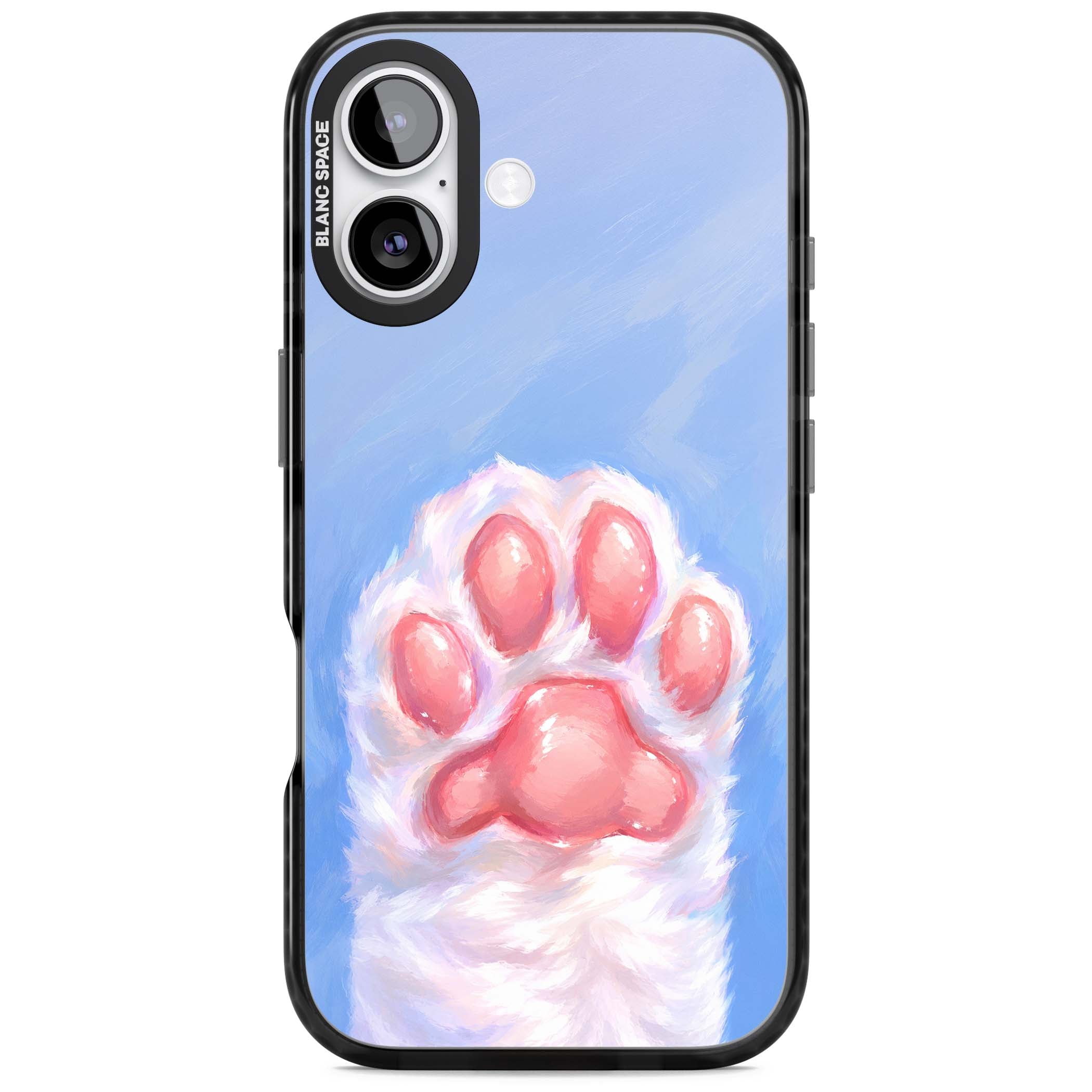 Soft White Paw cute iPhone case | Black Impact Magsafe case for iPhone 17