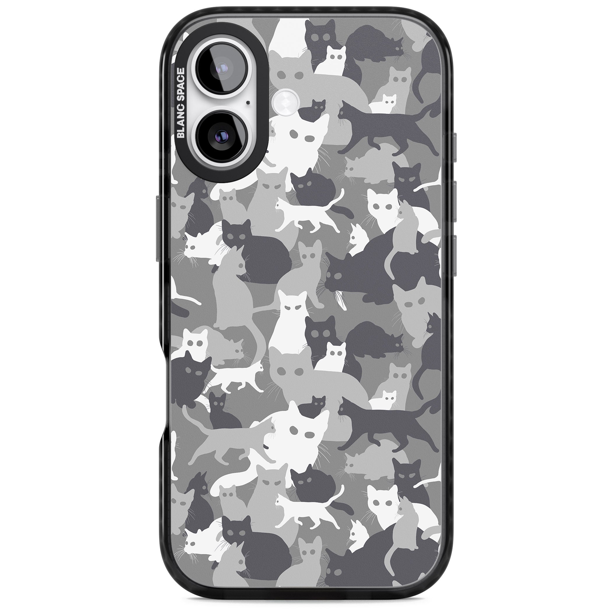 Dark Grey Cat Camouflage iPhone 17 Impact Pro Black Phone Case