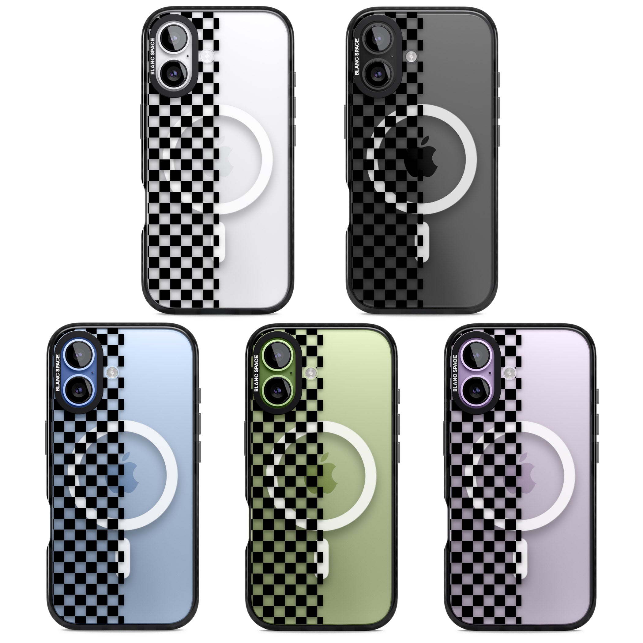 Checker: Half Black Check On Clear iPhone 17 Impact Pro Black Phone Case APT Impact Protection