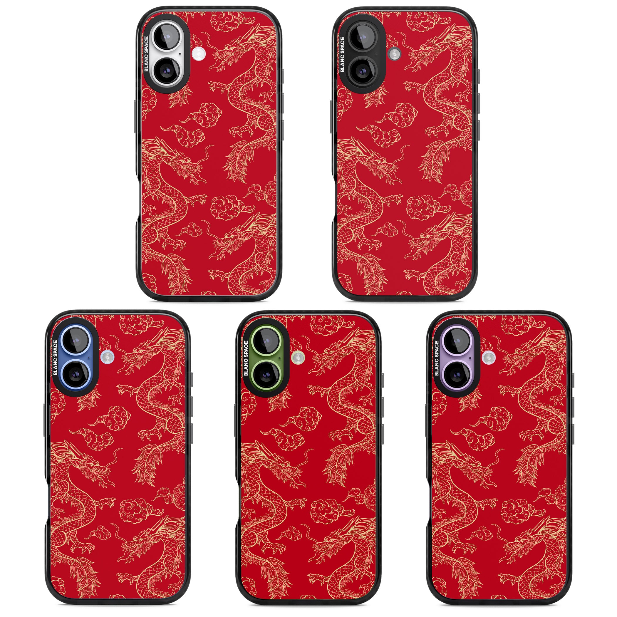 Red And Gold Dragon Pattern iPhone 17 Impact Pro Black Phone Case APT Impact Protection