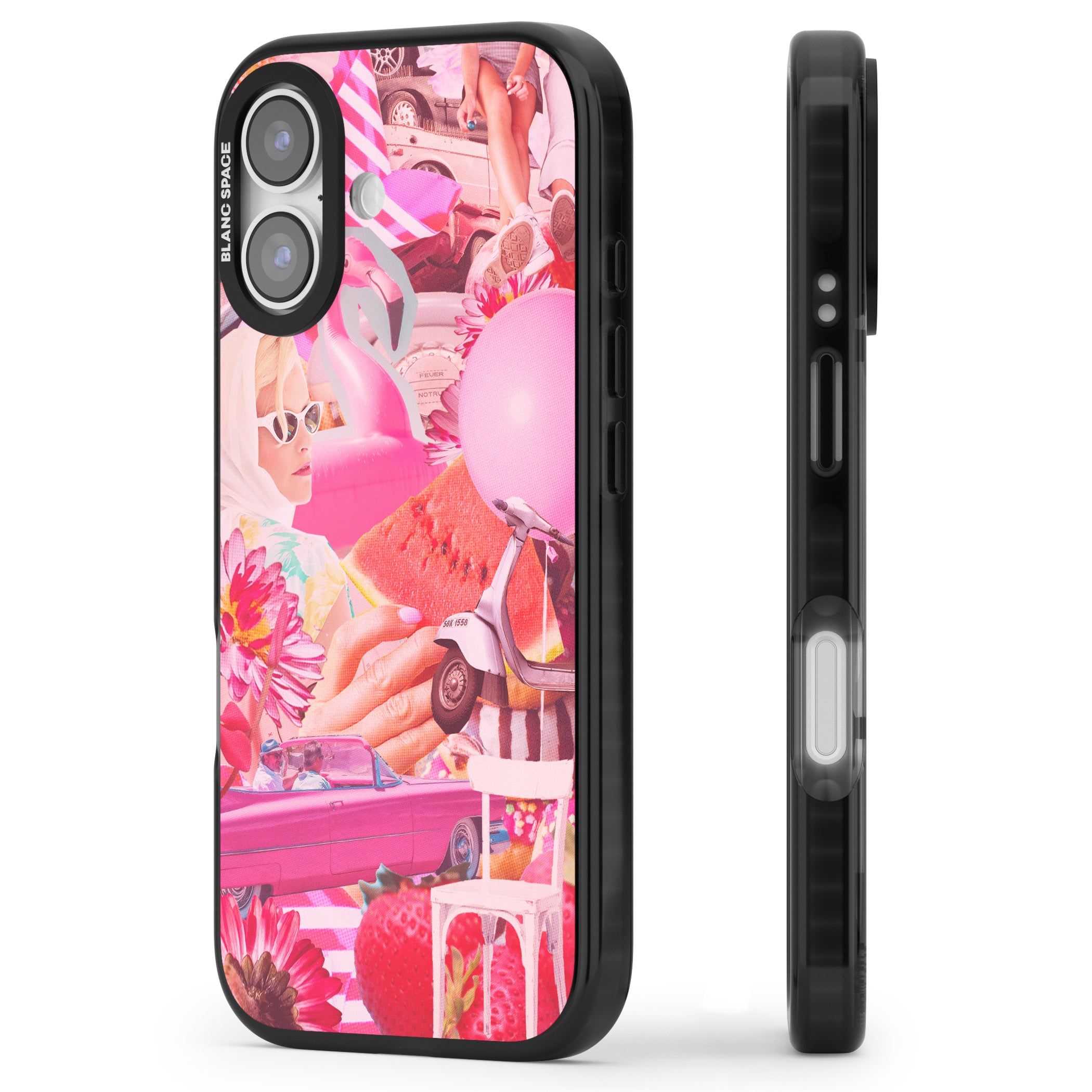 Retro Pink Glamour iPhone 17 Impact Pro Black Phone Case Side Profile