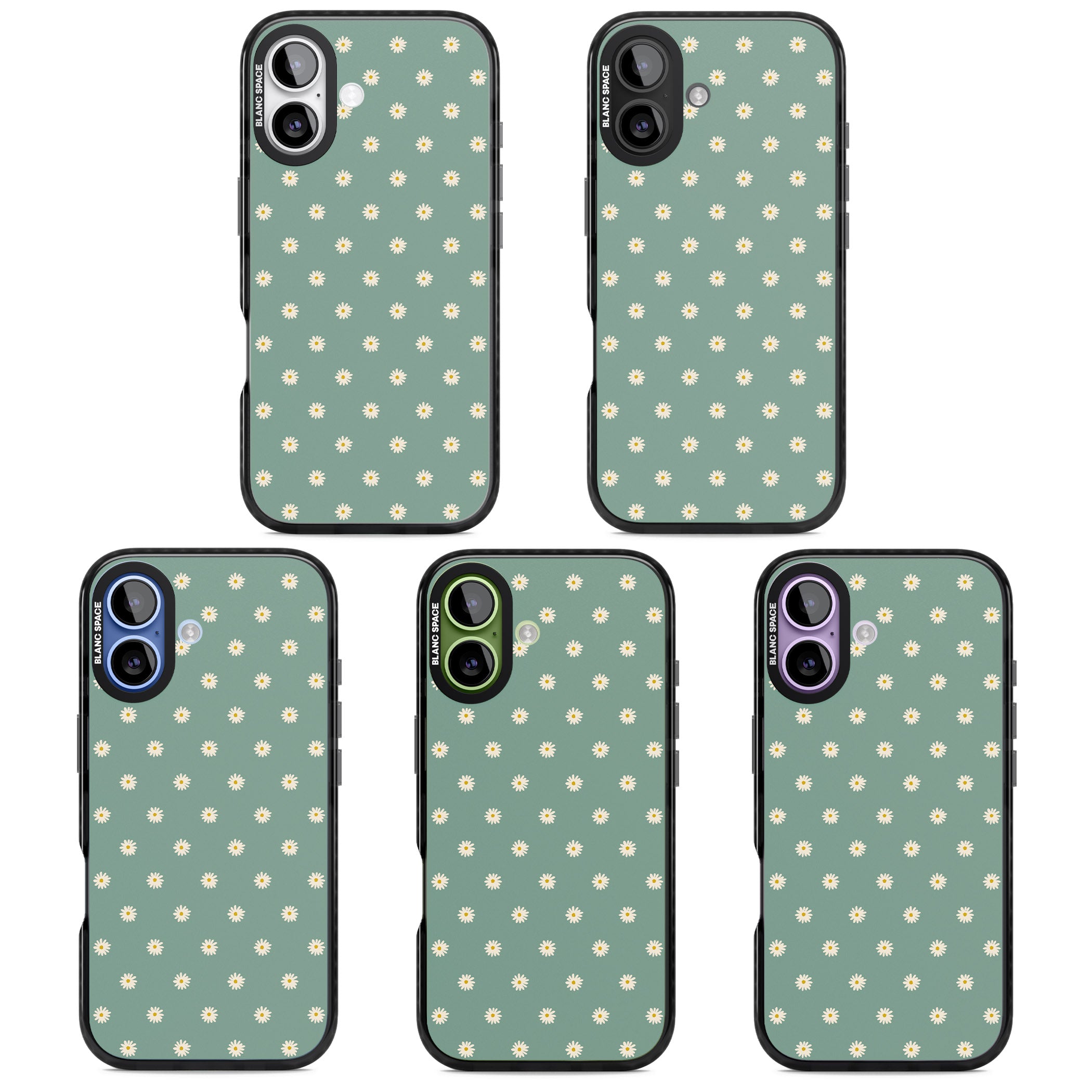 Sage Daisy Floral iPhone 17 Impact Pro Black Phone Case APT Impact Protection