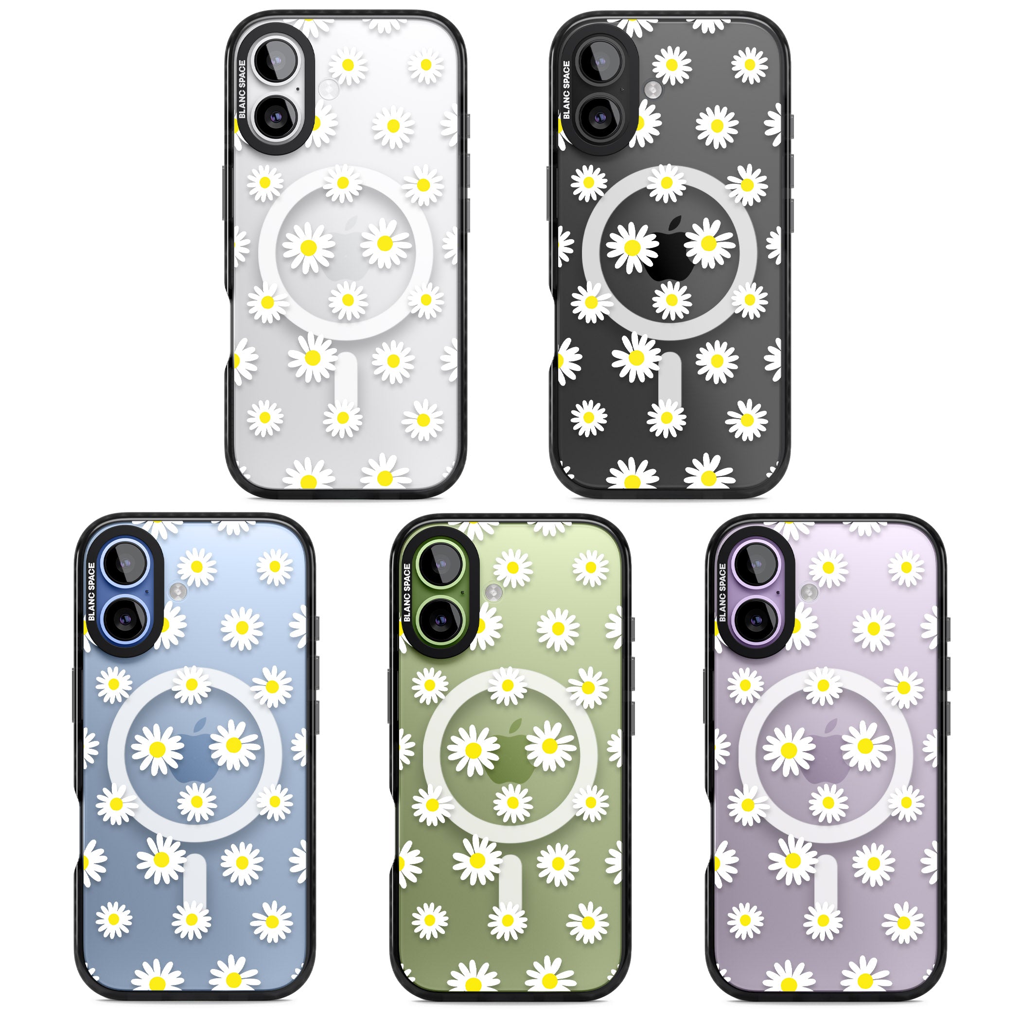 Personalised White Daisy Pattern iPhone 17 Impact Pro Black Phone Case APT Impact Protection