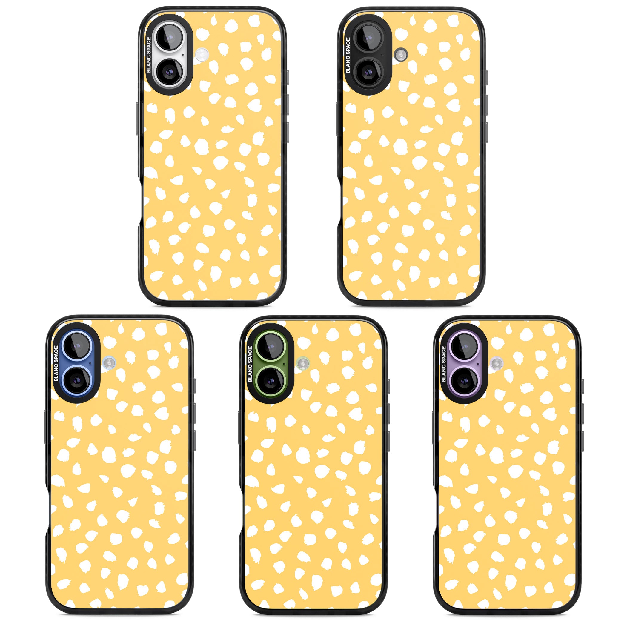 Yellow Dalmatian Dots iPhone 17 Impact Pro Black Phone Case APT Impact Protection