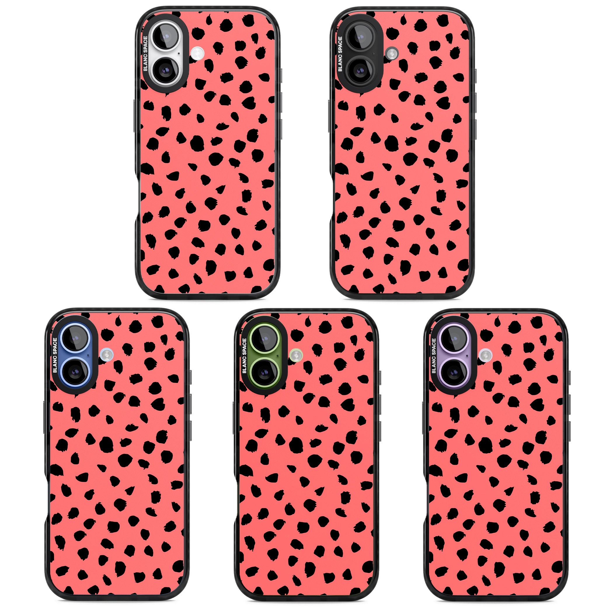 Black Dalmatian Spots On Coral iPhone 17 Impact Pro Black Phone Case APT Impact Protection
