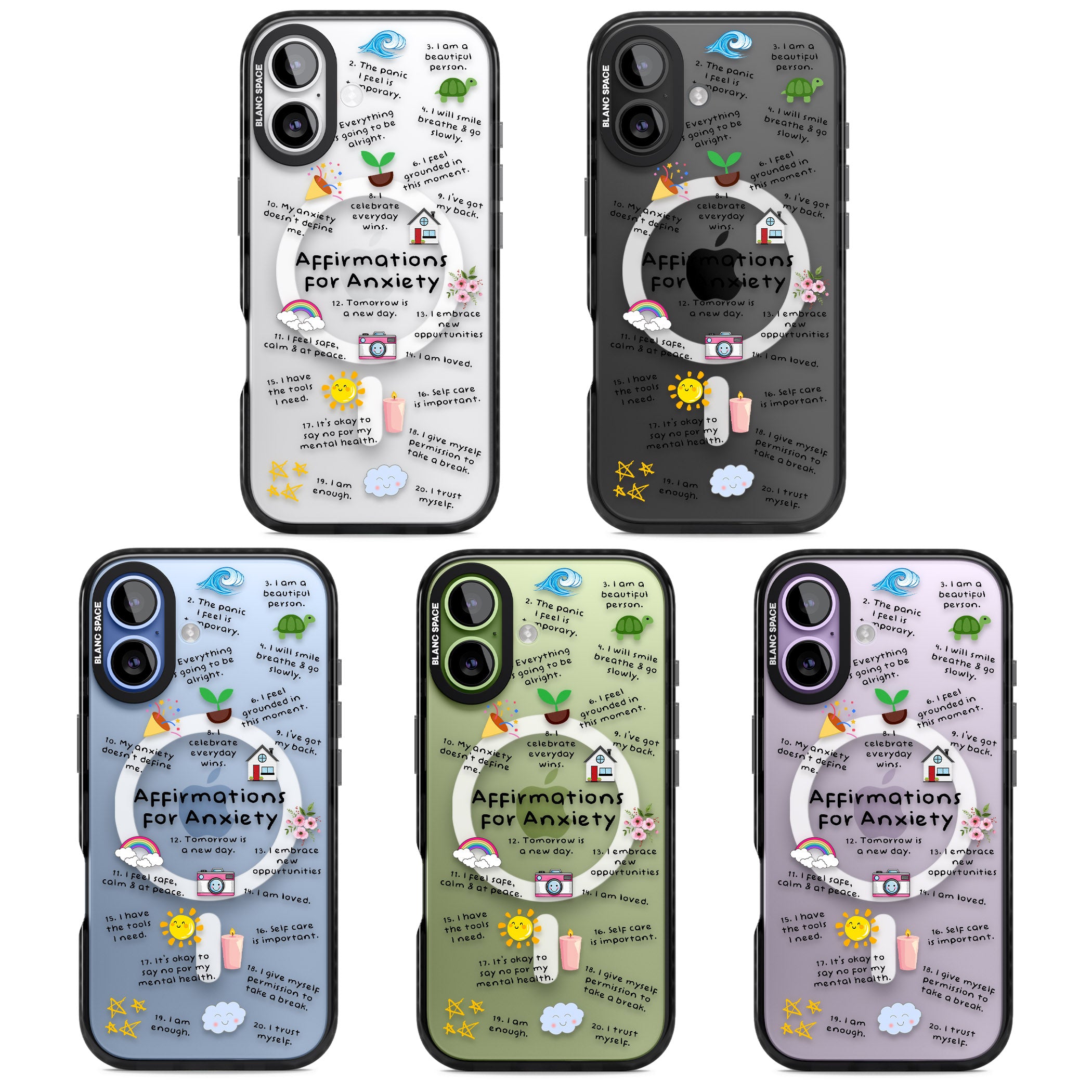 Anxiety Black Text iPhone 17 Impact Pro Black Phone Case APT Impact Protection