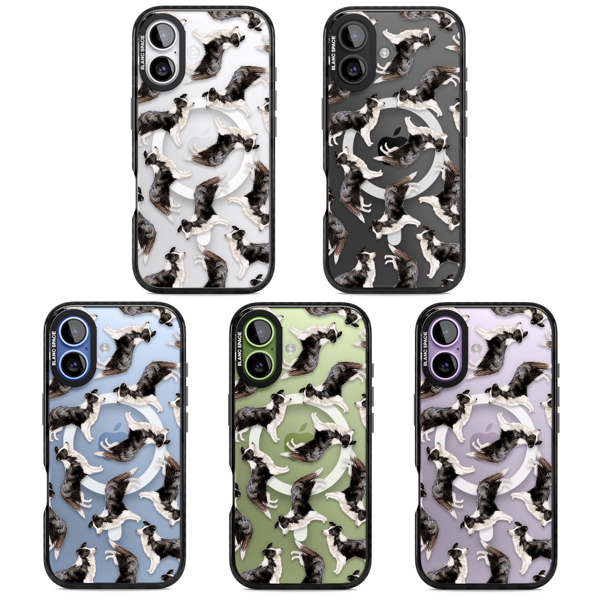 Border Collie Pattern Watercolour iPhone 17 Impact Pro Black Phone Case APT Impact Protection