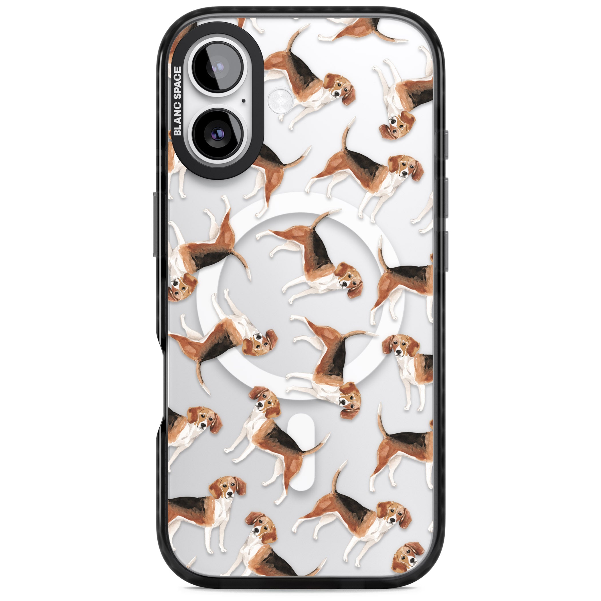 Beagle Watercolor Pattern iPhone 17 Impact Pro Black Phone Case