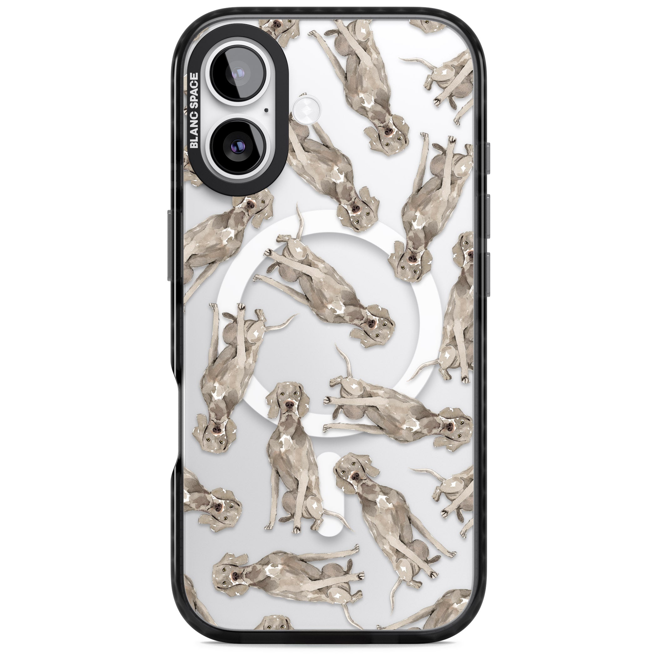 Weimaraner Watercolor Dog iPhone 17 Impact Pro Black Phone Case