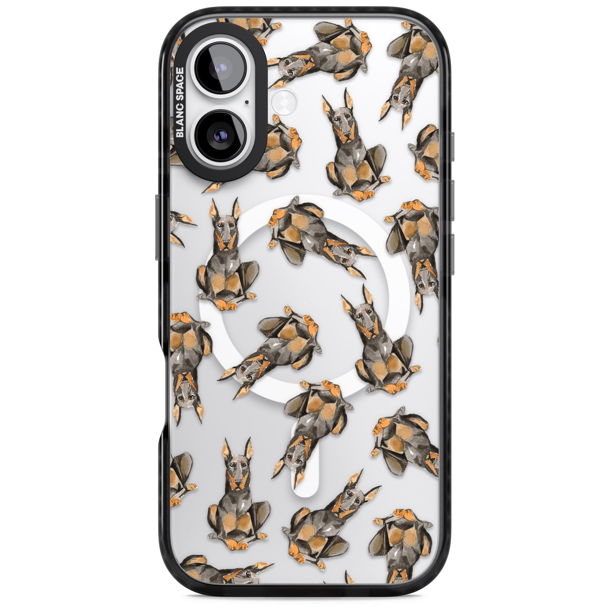 Doberman Watercolor Dog iPhone 17 Impact Pro Black Phone Case