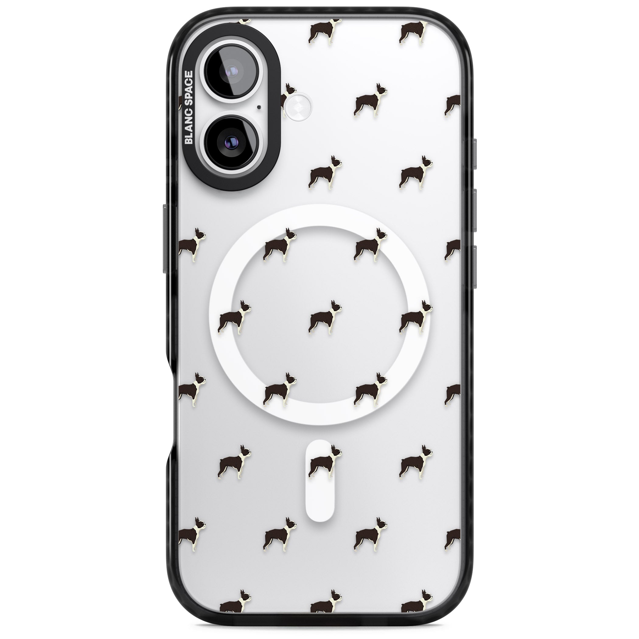Boston Terrier Pattern iPhone 17 Impact Pro Black Phone Case