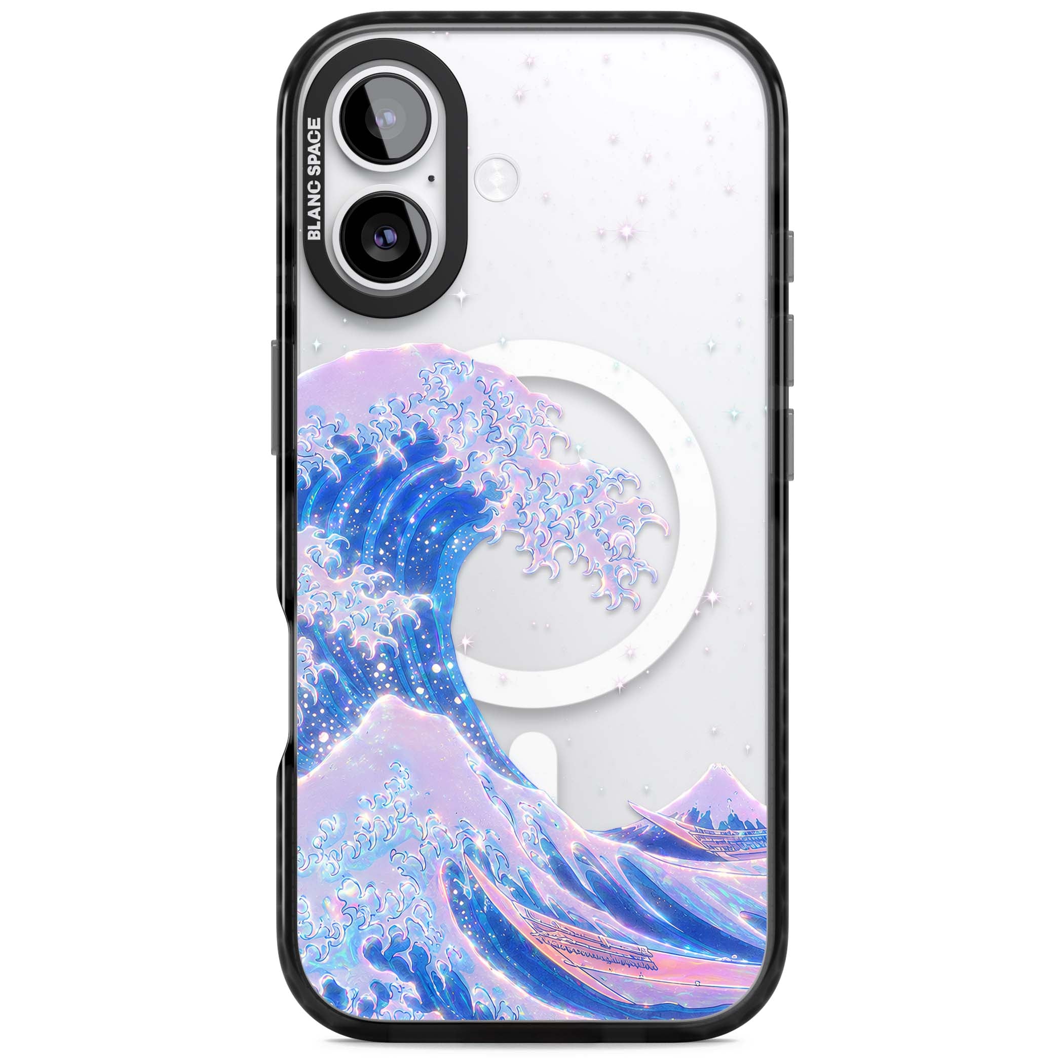 The Great Wave In Opal japanese iPhone case | Black Impact Magsafe case for iPhone 17