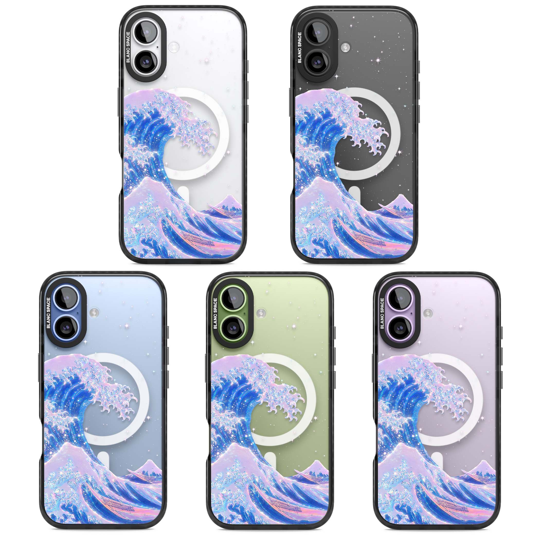 The Great Wave In Opal japanese iPhone case | Black Impact Magsafe case for iPhone 17